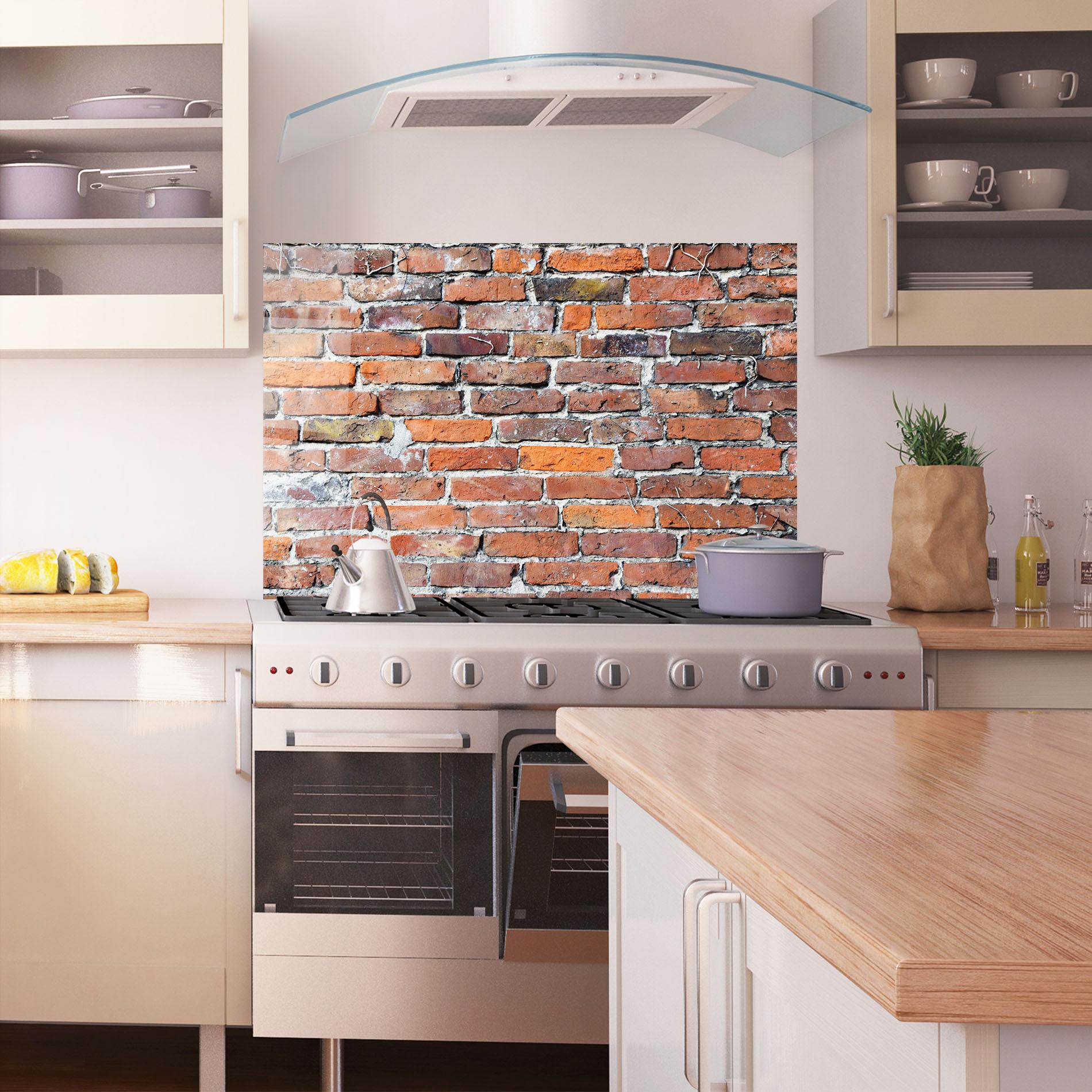 Panou Sticla Bucatarie Aged Bricks mockup 1