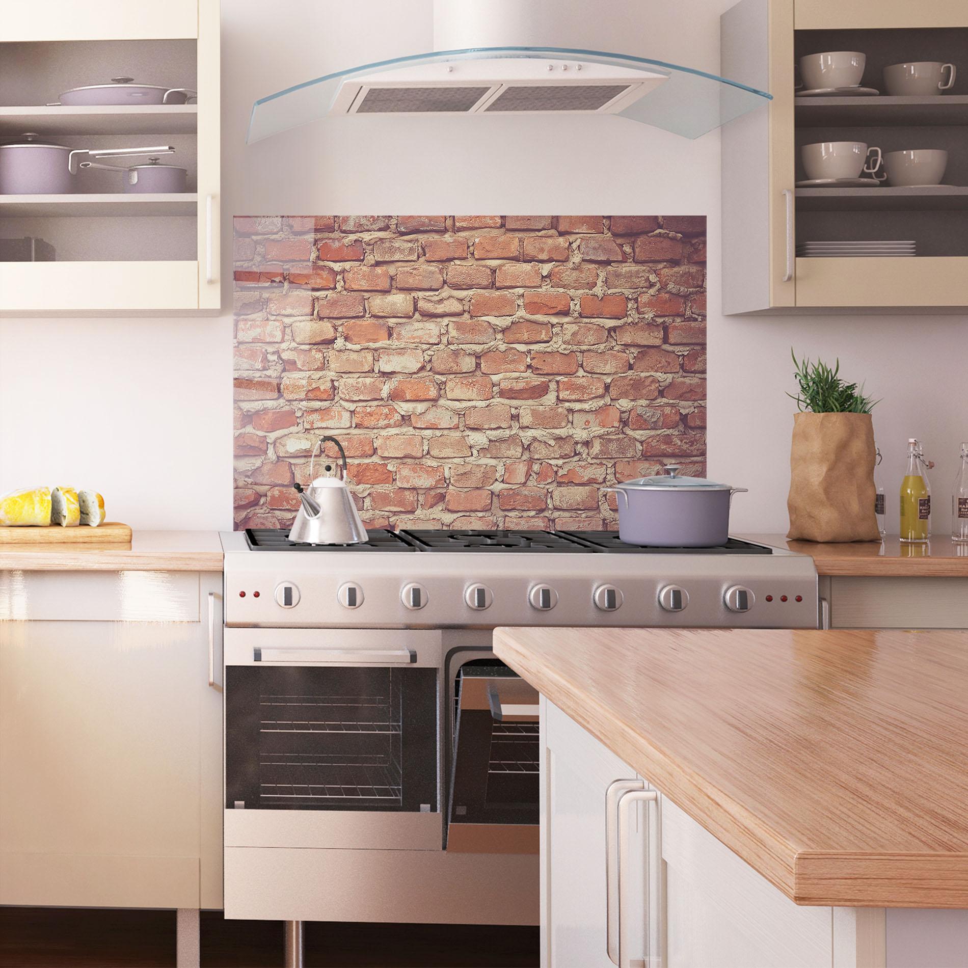 Panou Sticla Bucatarie Bricks With Cement mockup 1