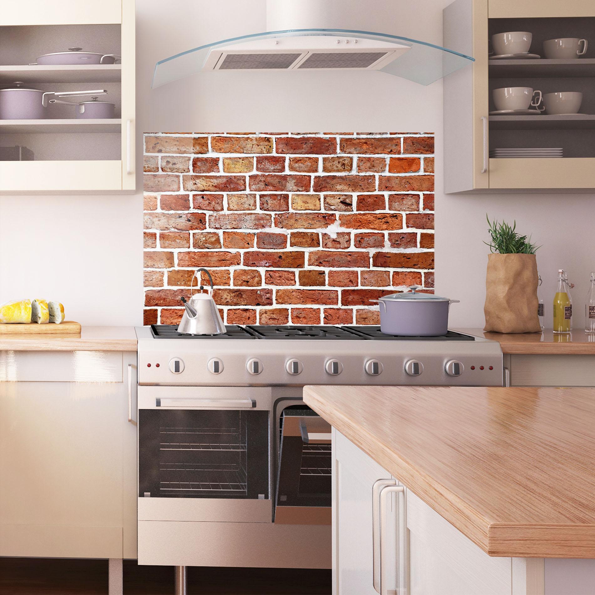 Panou Sticla Bucatarie Stained Bricks mockup 1