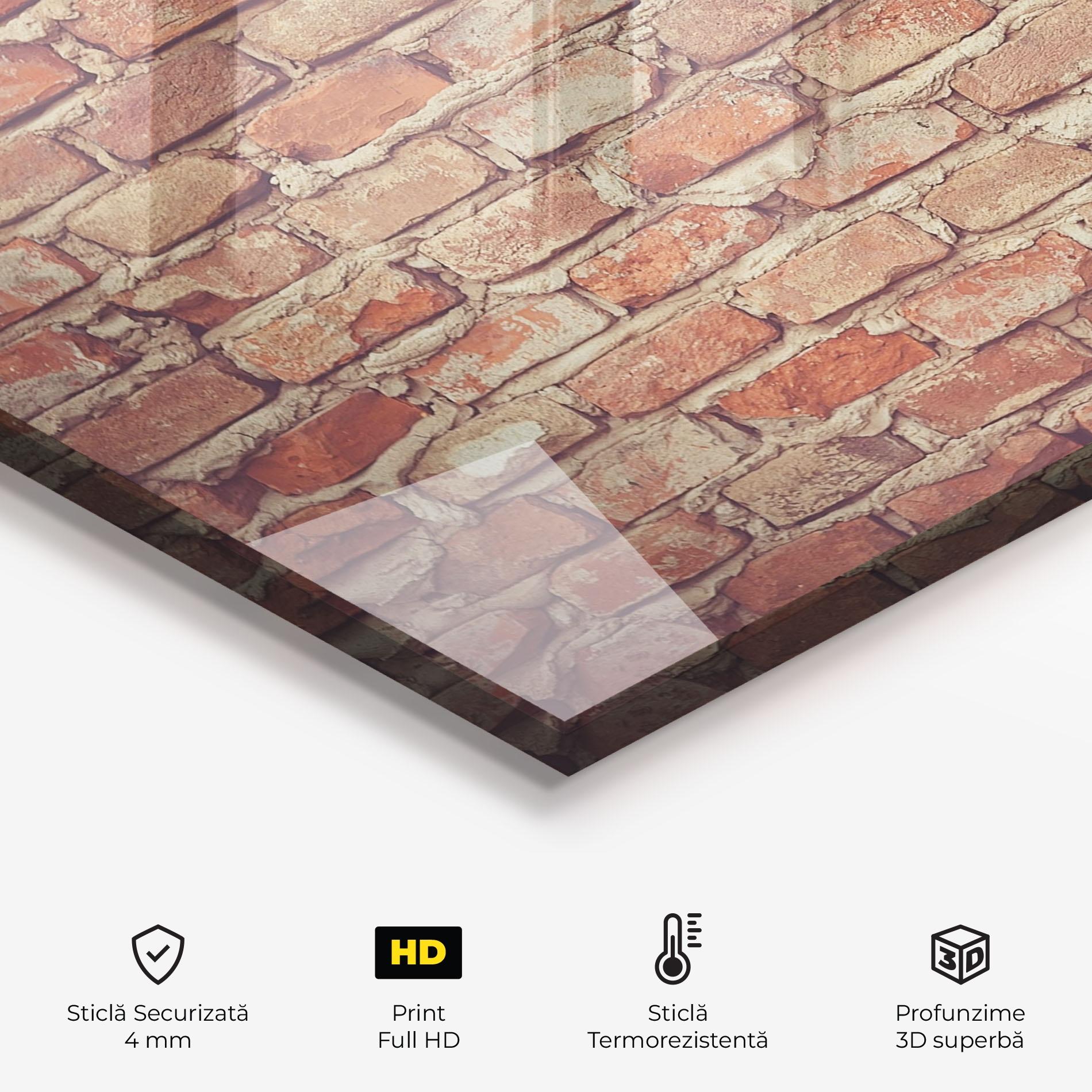 Panou Sticla Bucatarie Bricks With Cement mockup 2