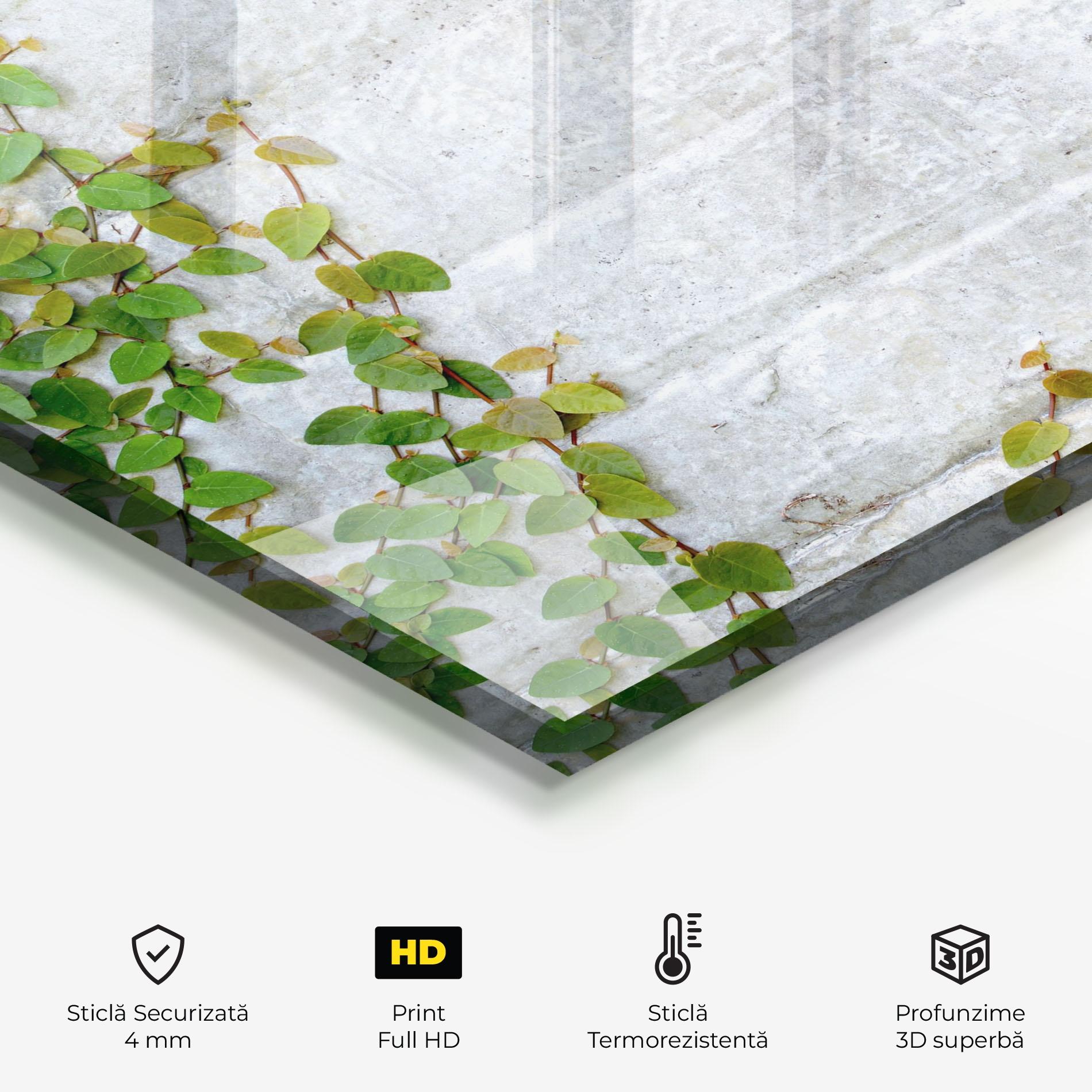 Panou Sticla Bucatarie Bricks With Leaves mockup 2