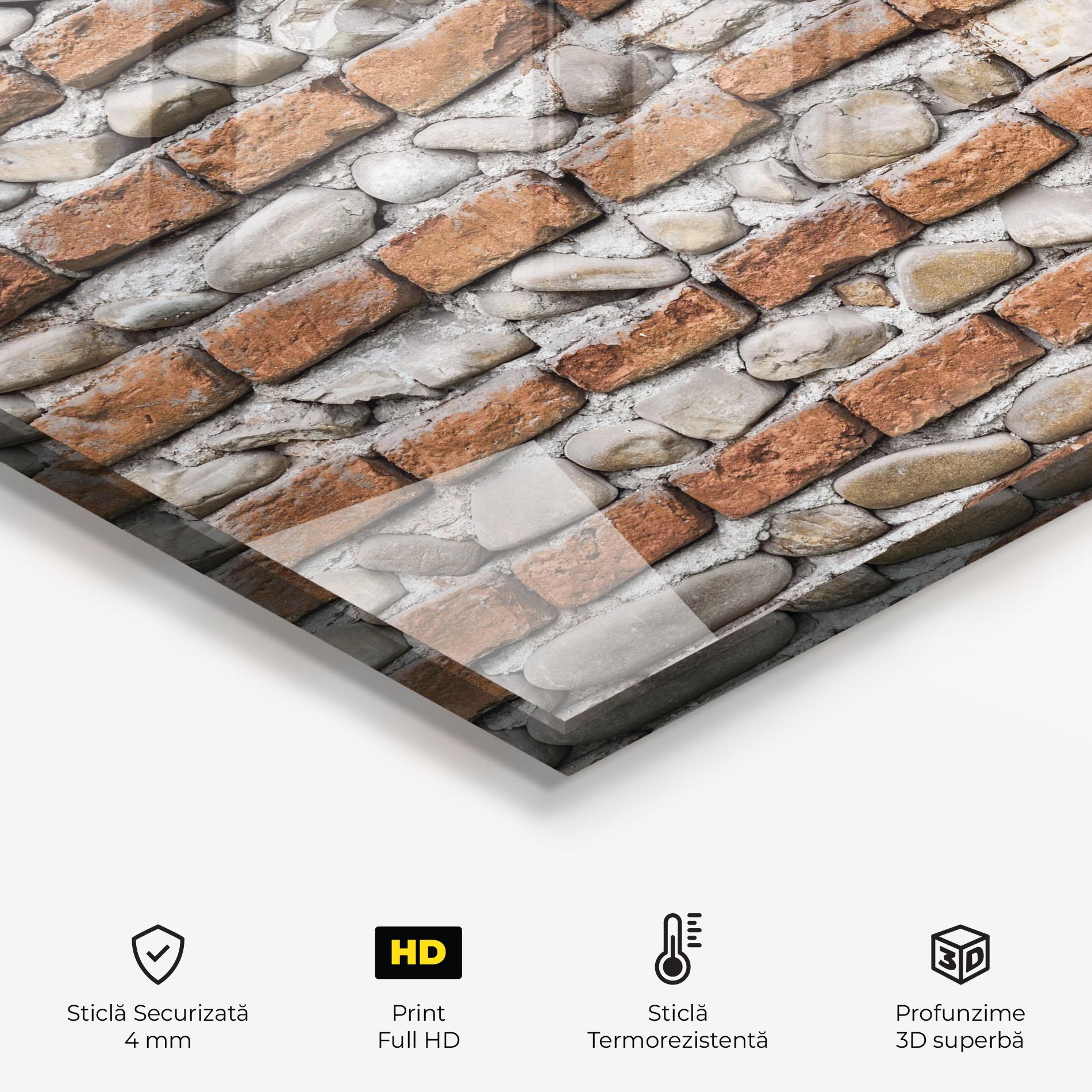Panou Sticla Bucatarie Bricks With Stones mockup 2