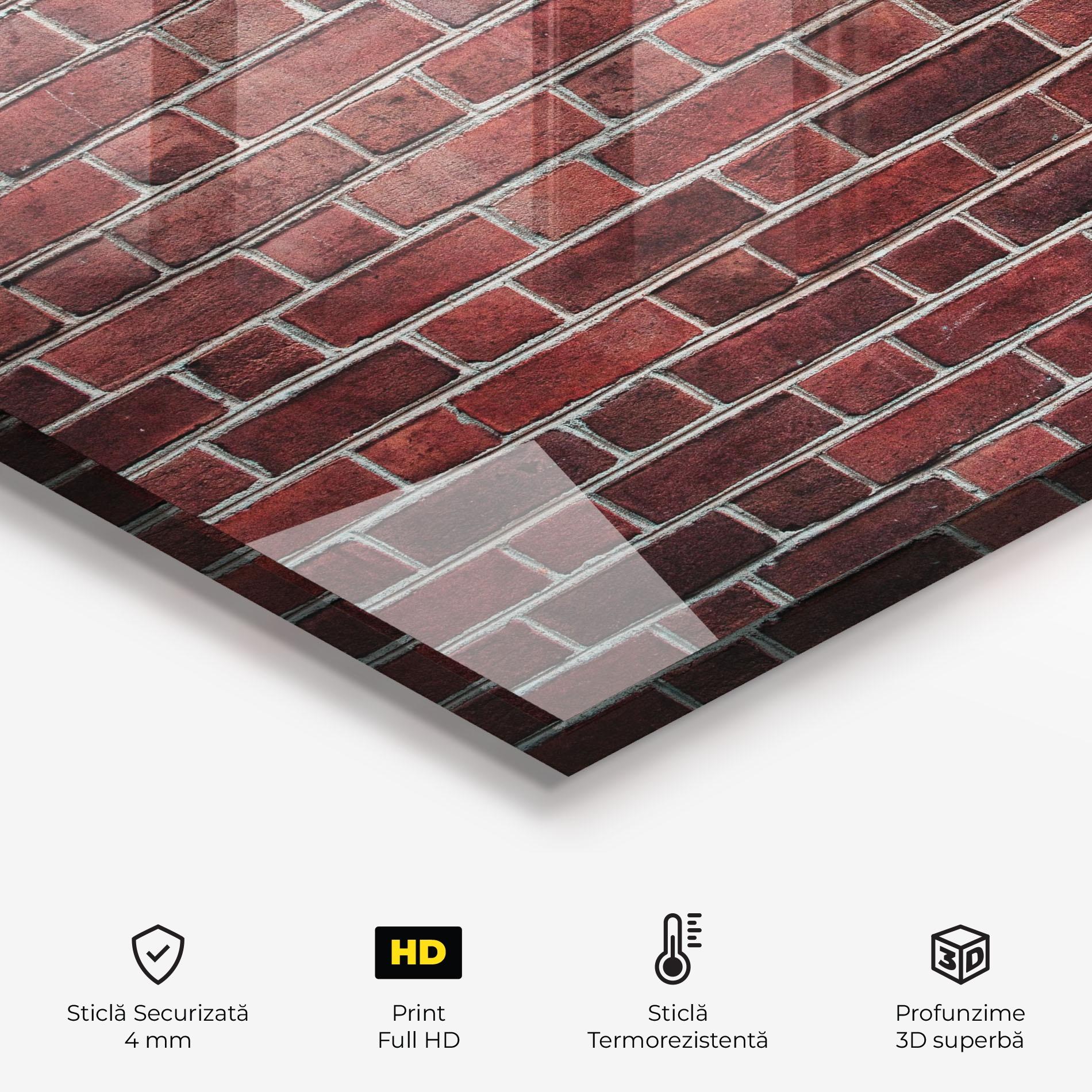 Panou Sticla Bucatarie Burgundy Bricks mockup 2