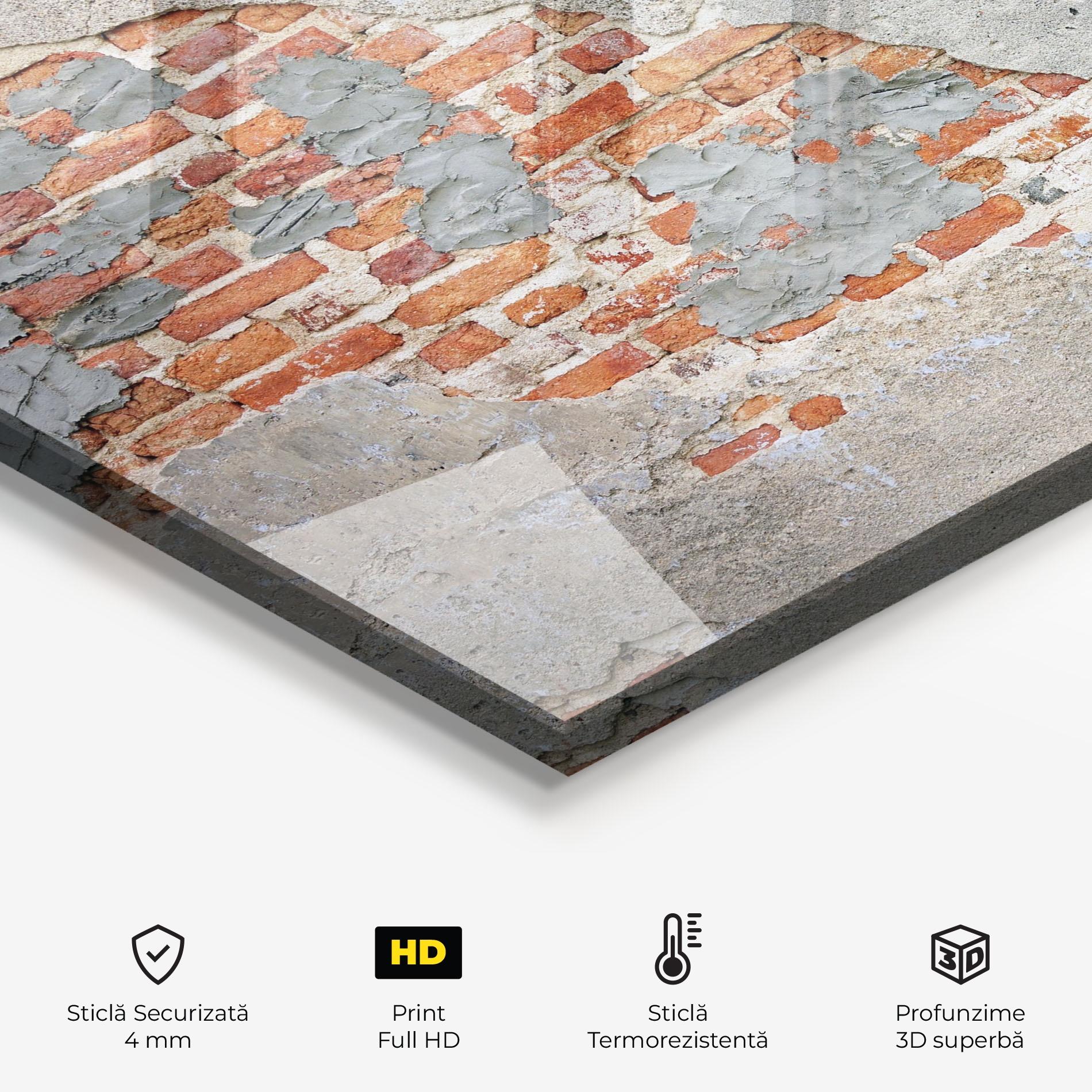Panou Sticla Bucatarie Vintage Old Bricks 2 mockup 2