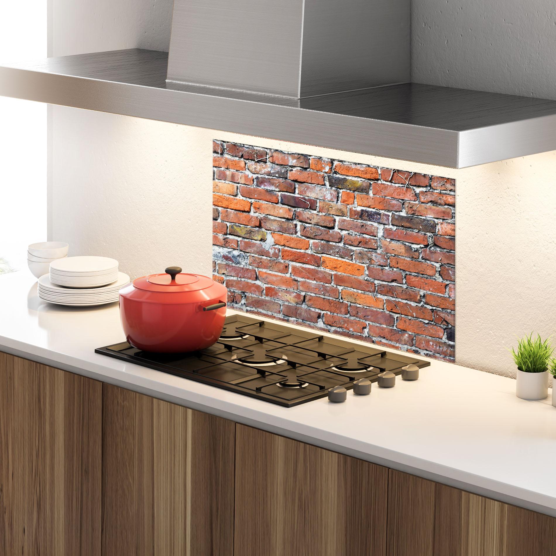 Panou Sticla Bucatarie Aged Bricks mockup 4