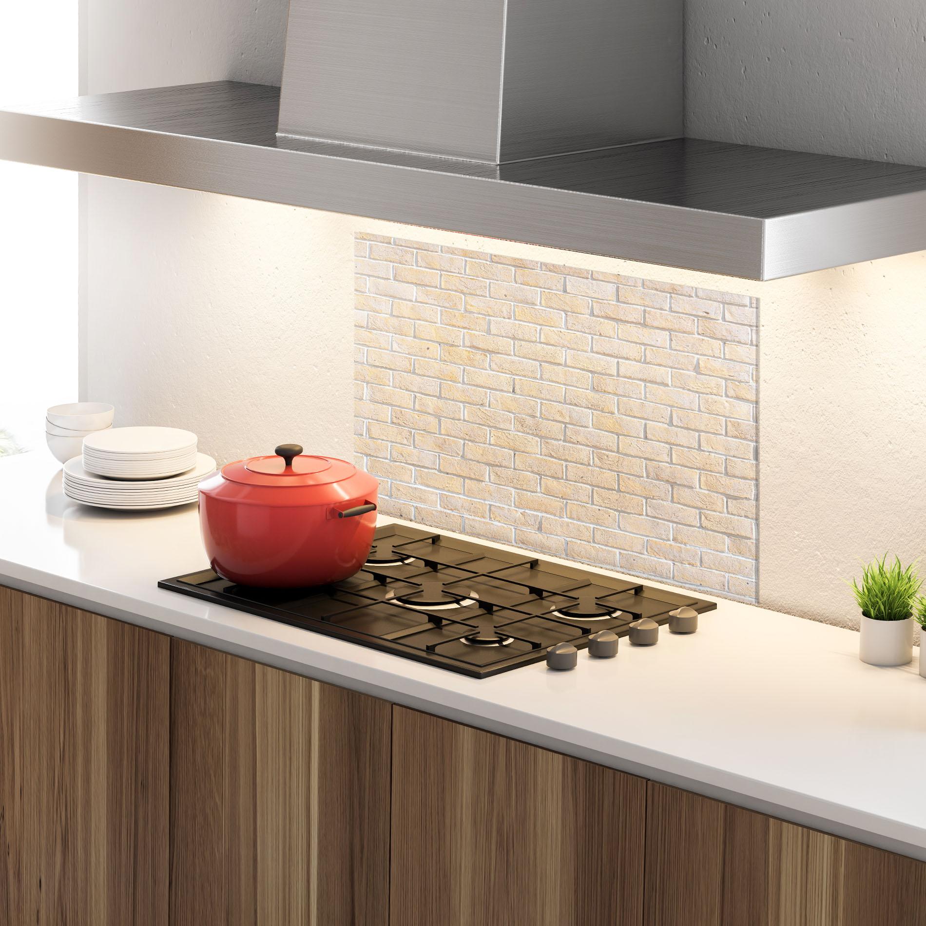 Panou Sticla Bucatarie Rough Bricks mockup 4