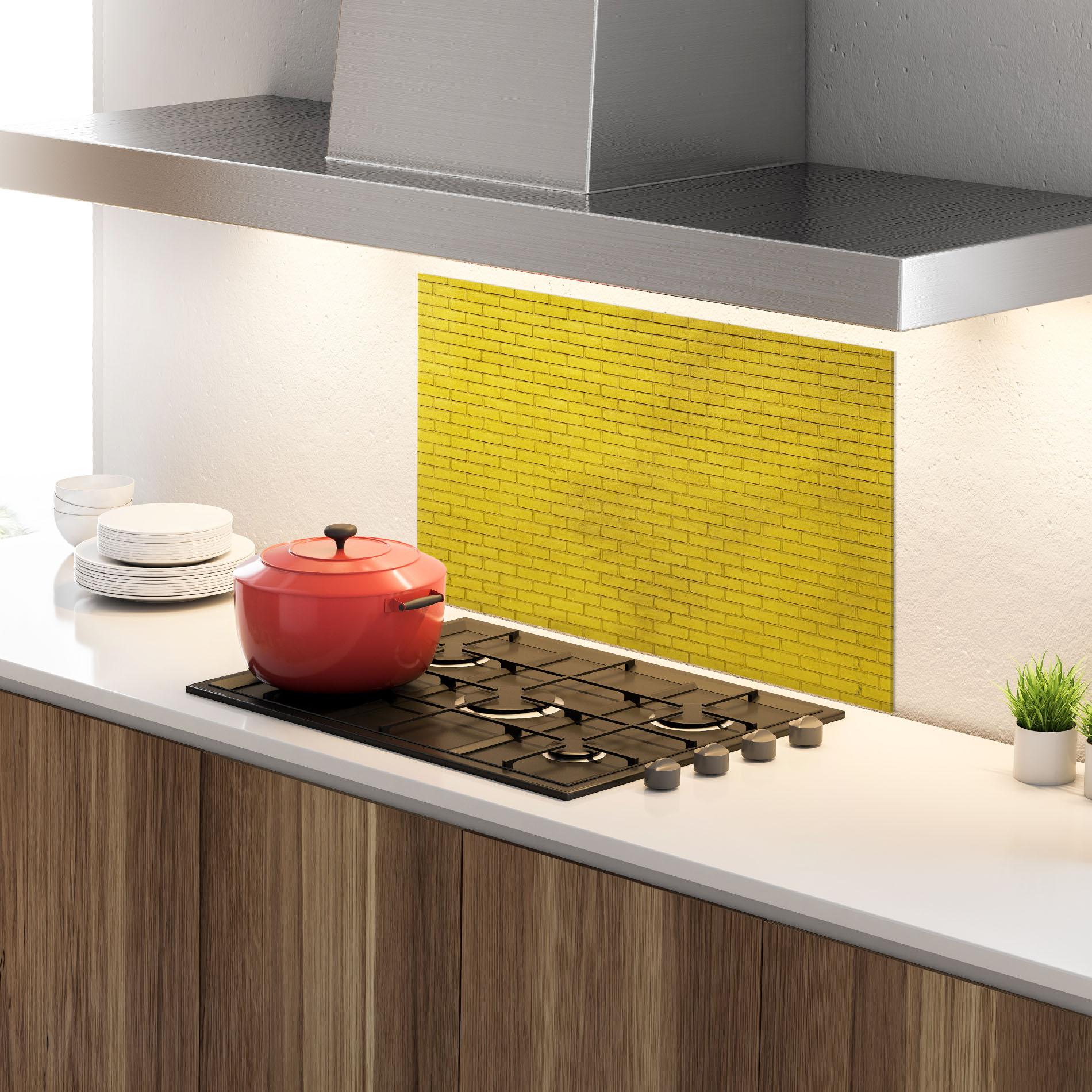 Panou Sticla Bucatarie Yellowish Bricks mockup 4