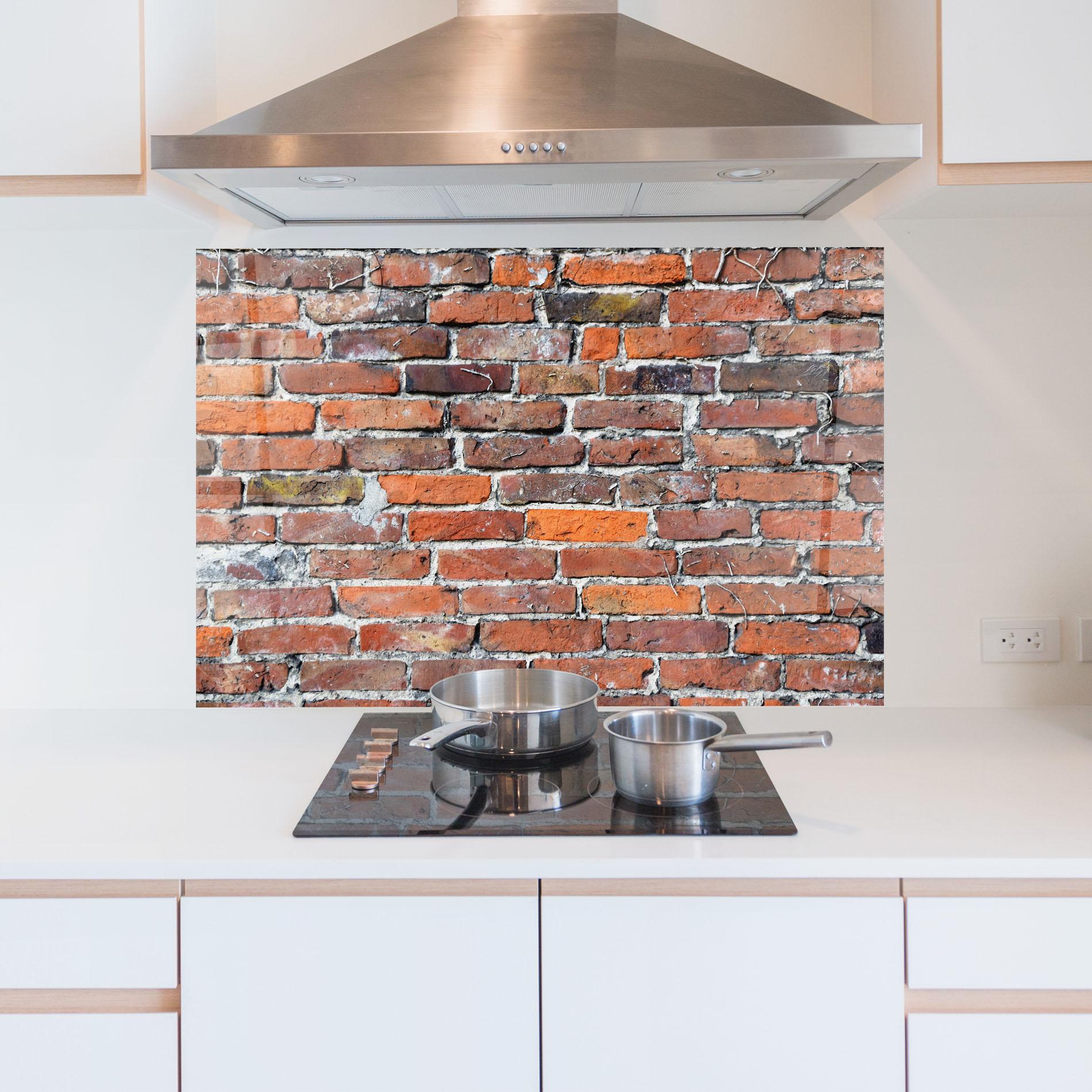 Panou Sticla Bucatarie Aged Bricks mockup 5