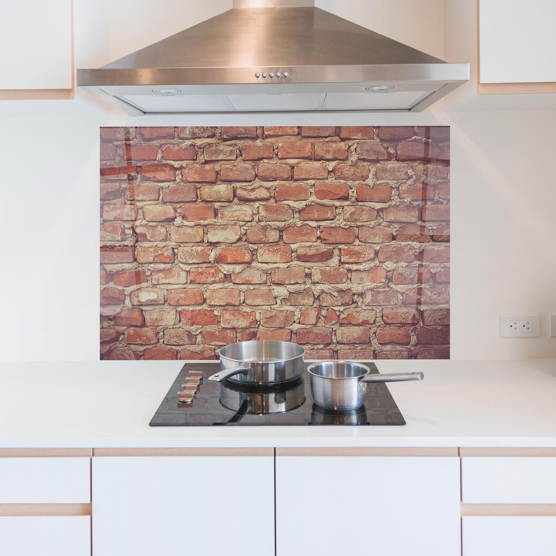 Panou Sticla Bucatarie Bricks With Cement mockup 5