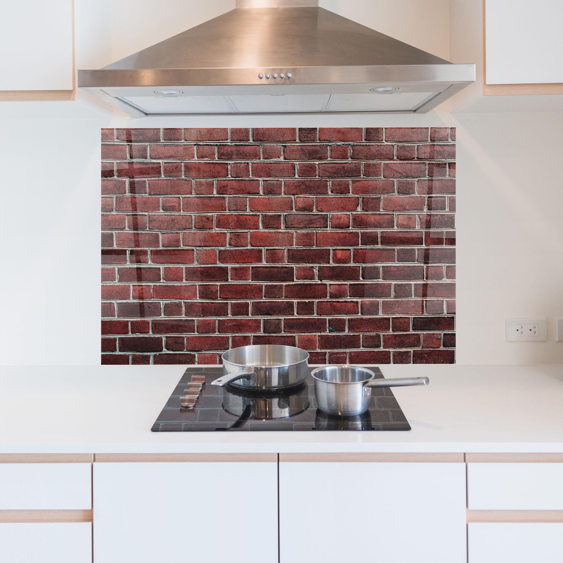 Panou Sticla Bucatarie Burgundy Bricks mockup 5