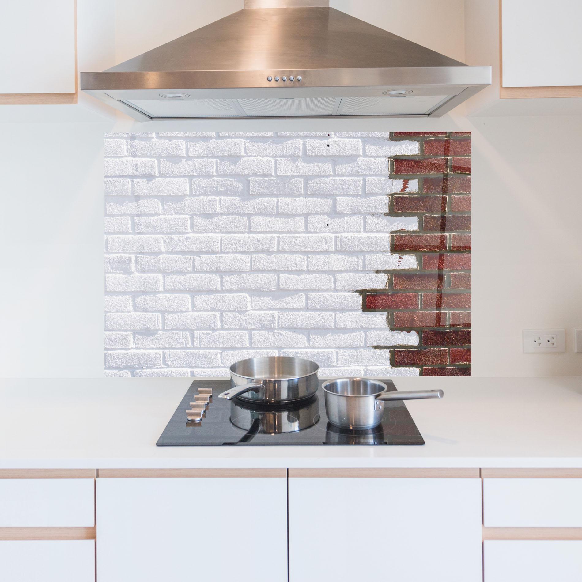 Panou Sticla Bucatarie Two Tone Bricks mockup 5