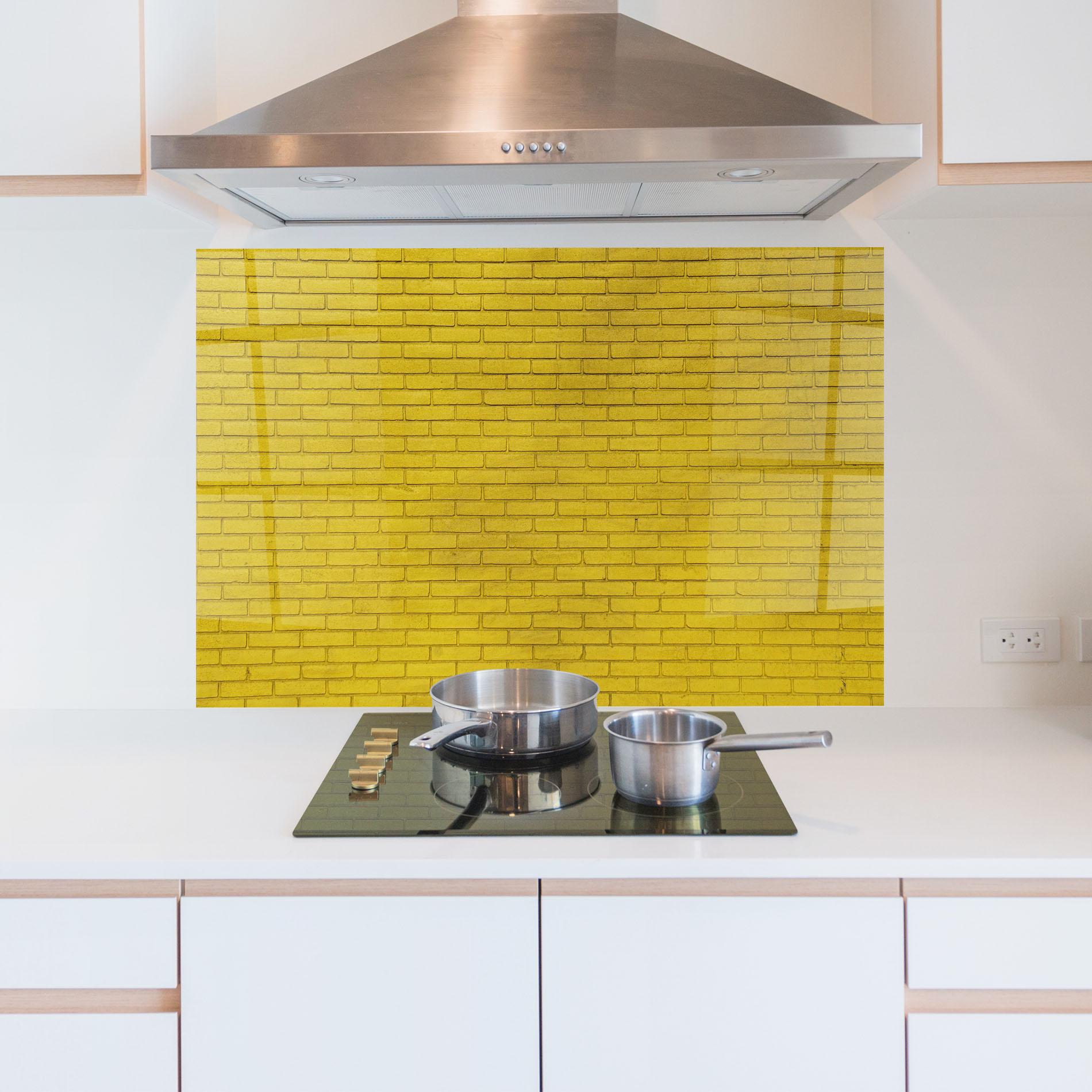 Panou Sticla Bucatarie Yellowish Bricks mockup 5