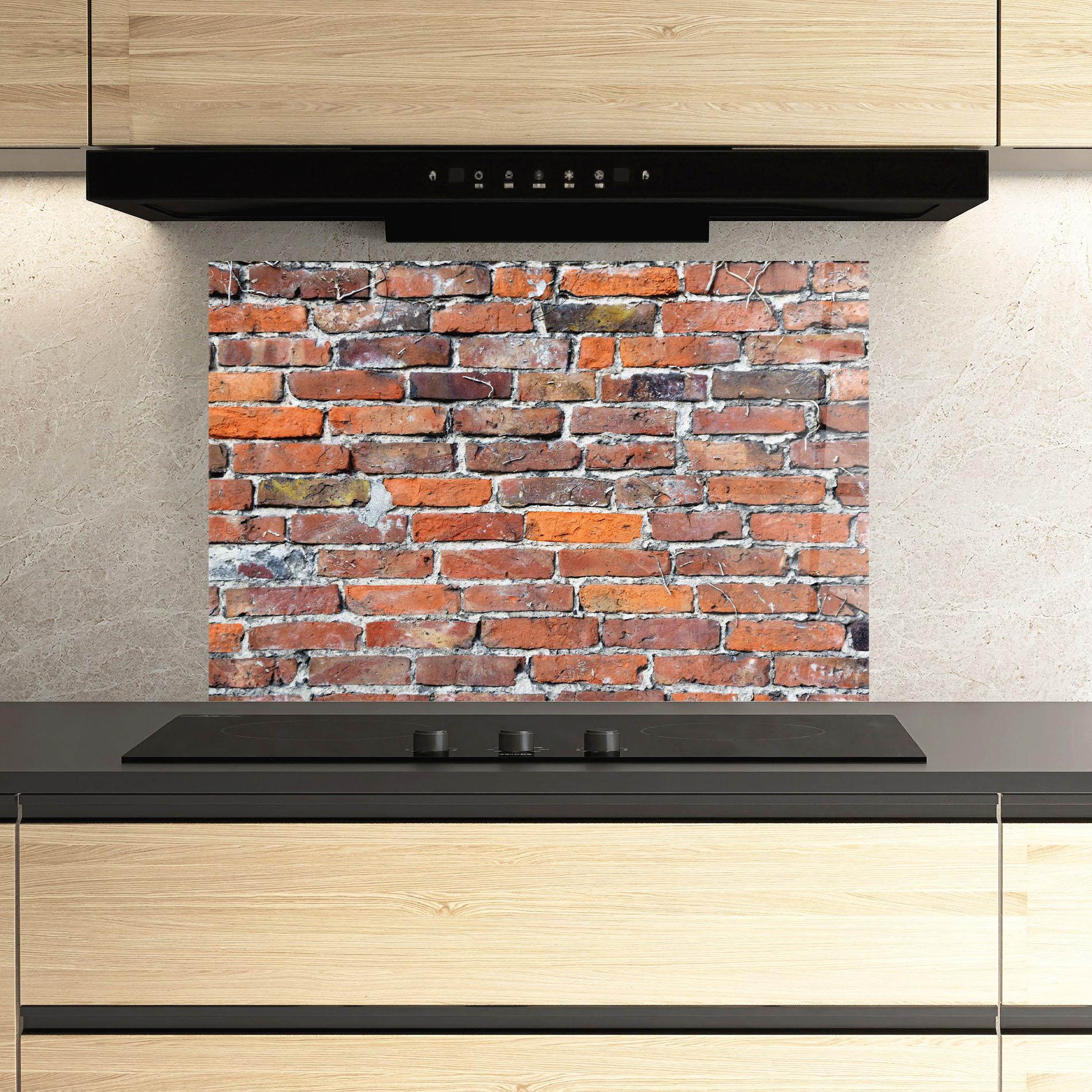 Panou Sticla Bucatarie Aged Bricks mockup 3
