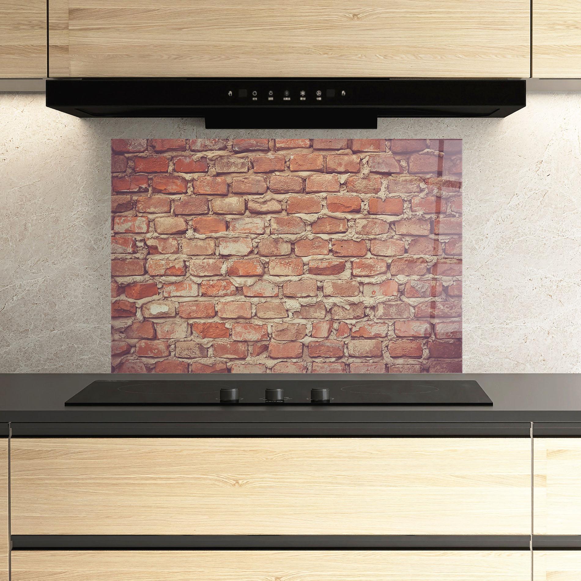 Panou Sticla Bucatarie Bricks With Cement mockup 3