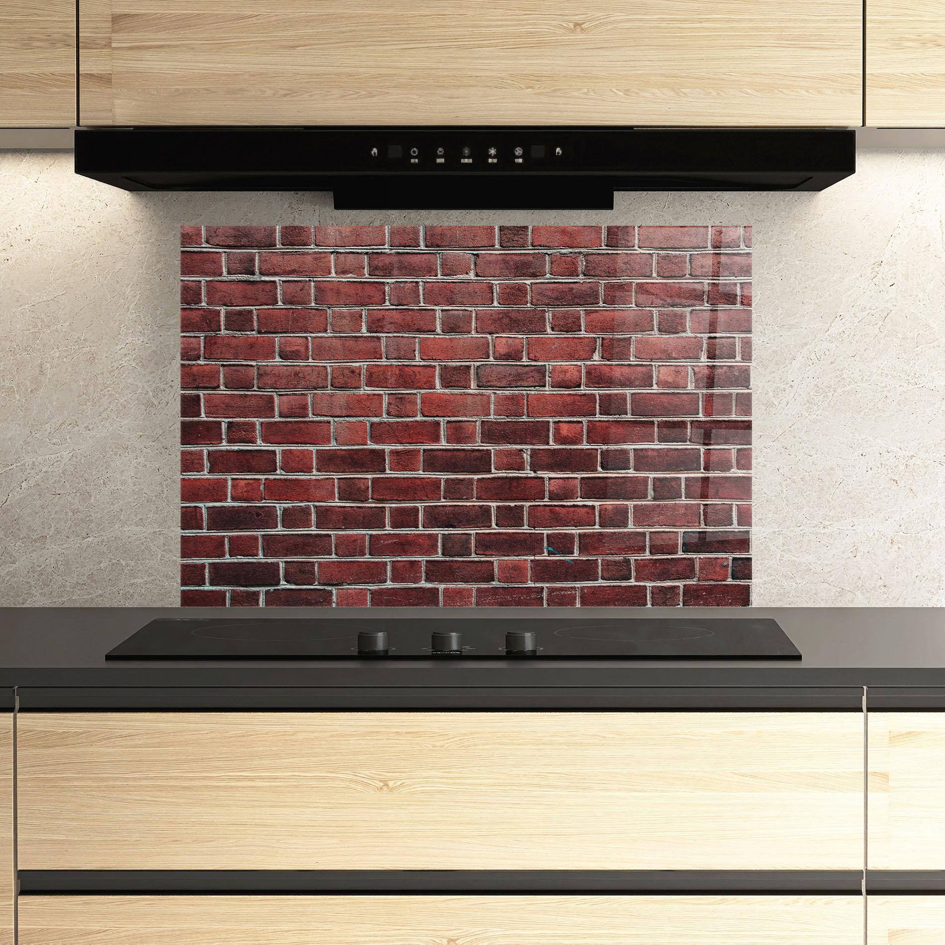 Panou Sticla Bucatarie Burgundy Bricks mockup 3