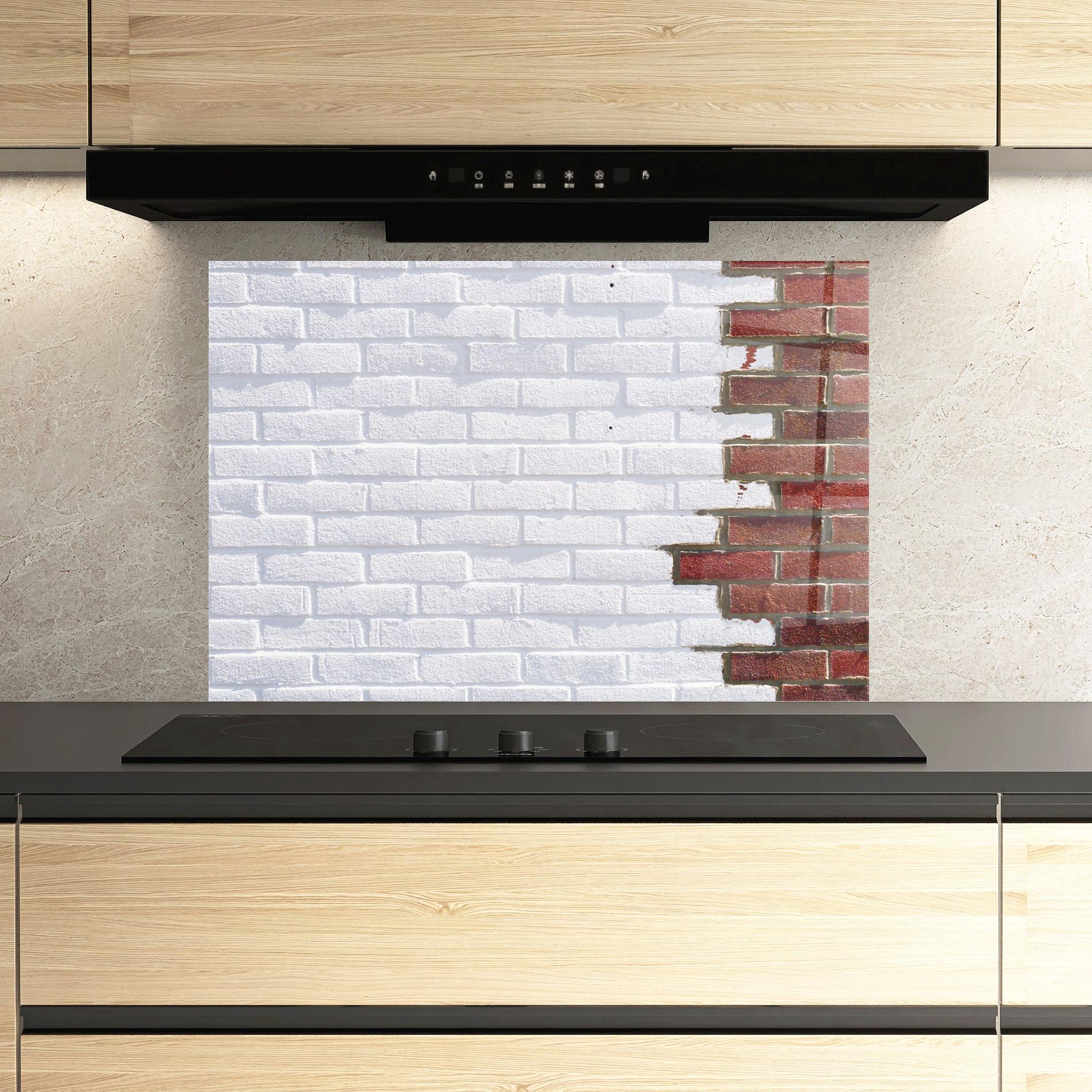 Panou Sticla Bucatarie Two Tone Bricks mockup 3