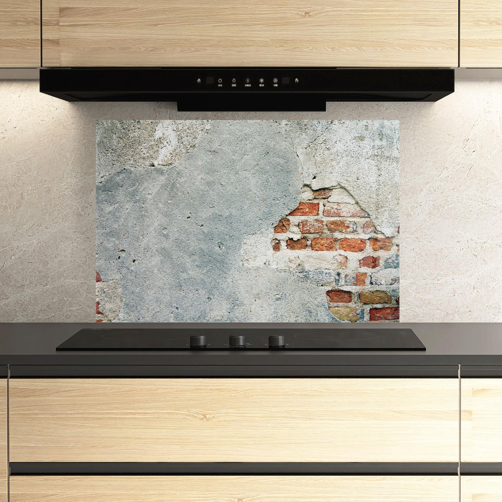 Panou Sticla Bucatarie Vintage Old Bricks mockup 3