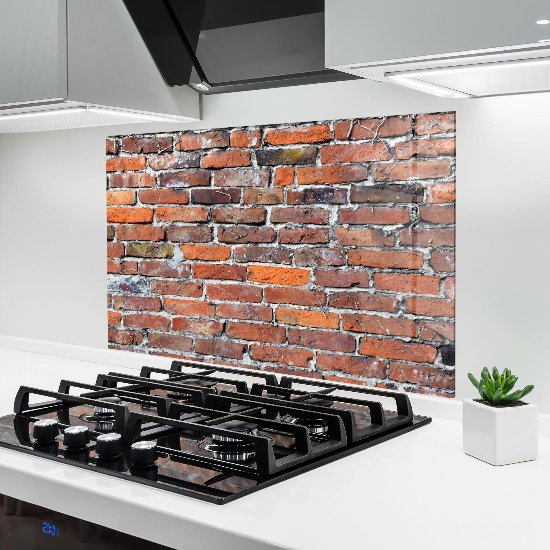 Panou Sticla Bucatarie Aged Bricks mockup 6
