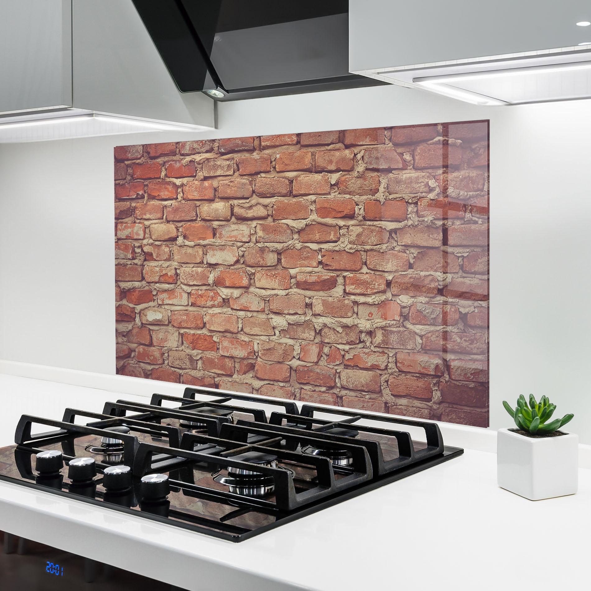 Panou Sticla Bucatarie Bricks With Cement mockup 6