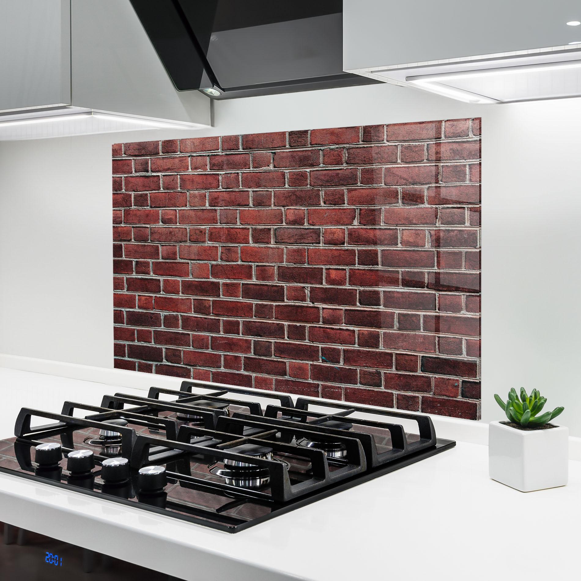 Panou Sticla Bucatarie Burgundy Bricks mockup 6