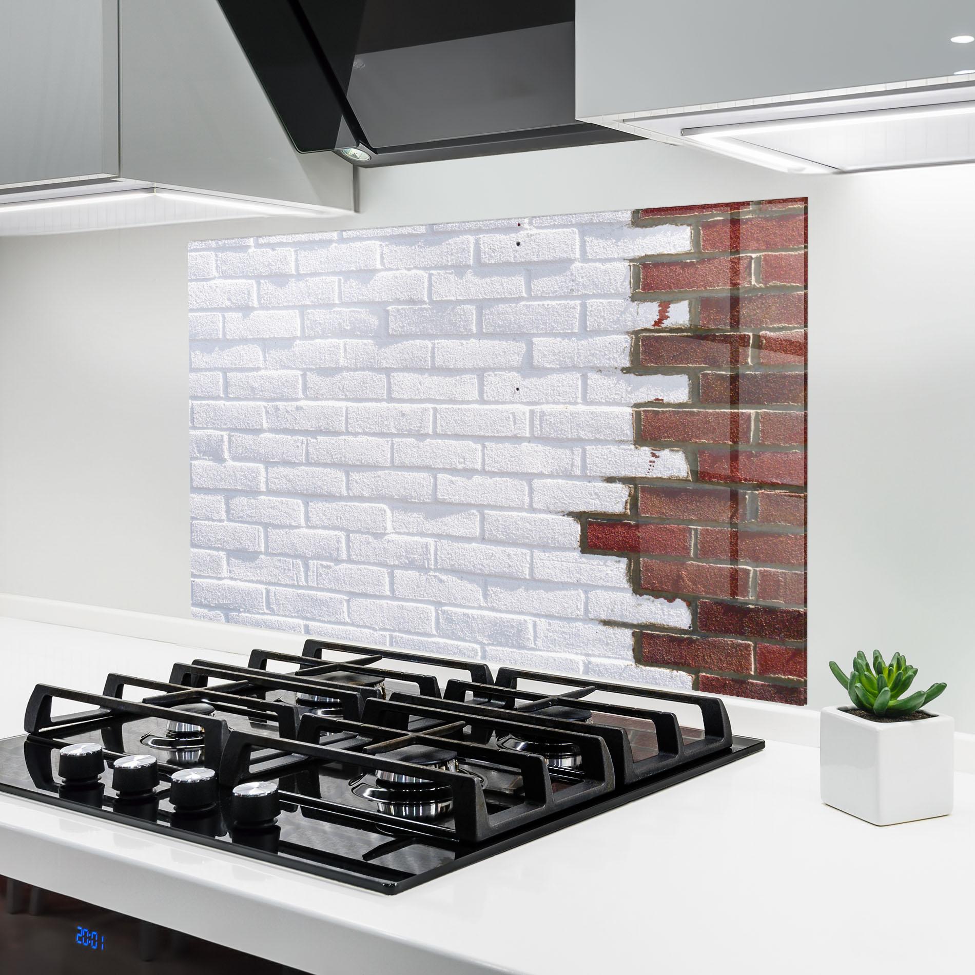 Panou Sticla Bucatarie Two Tone Bricks mockup 6