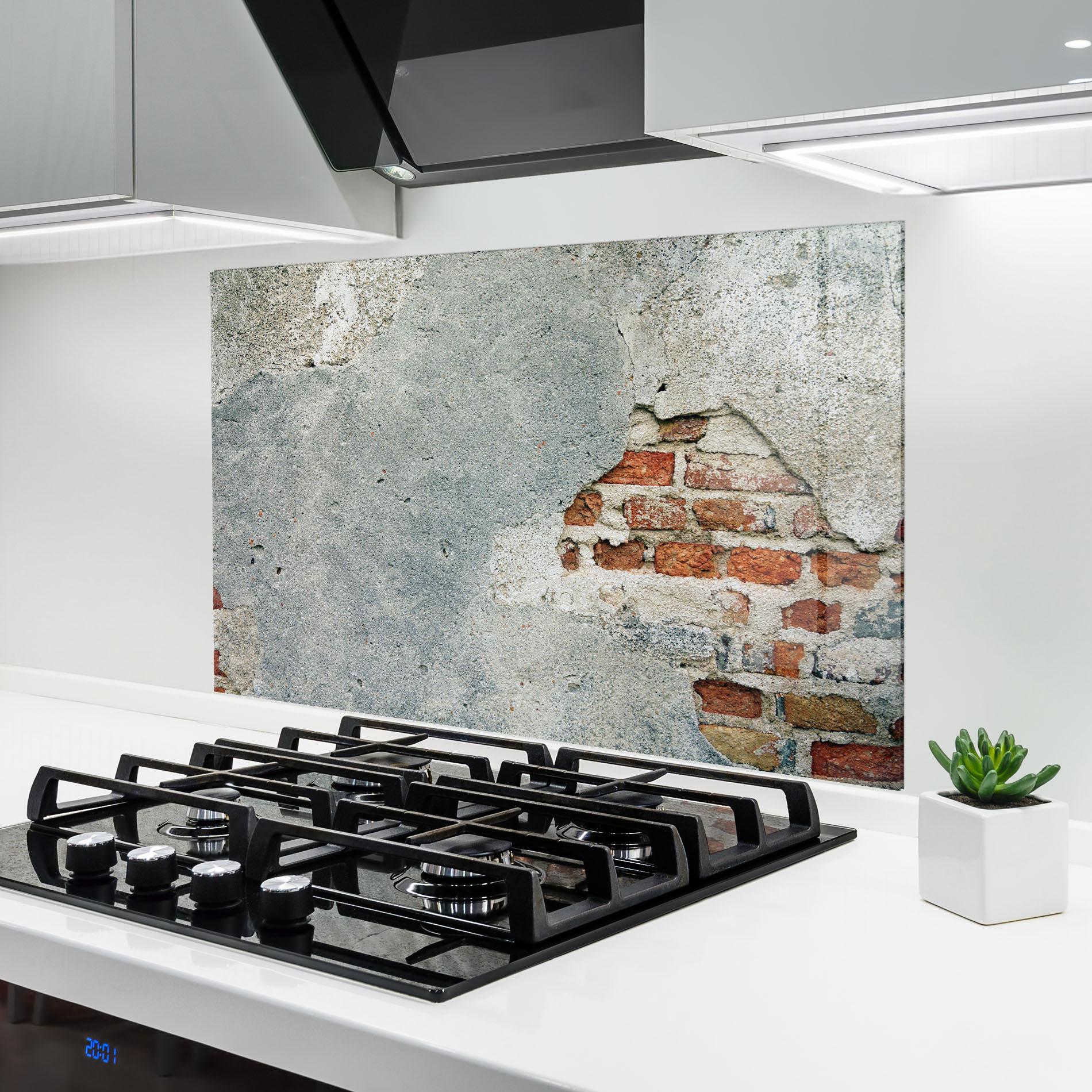 Panou Sticla Bucatarie Vintage Old Bricks mockup 6