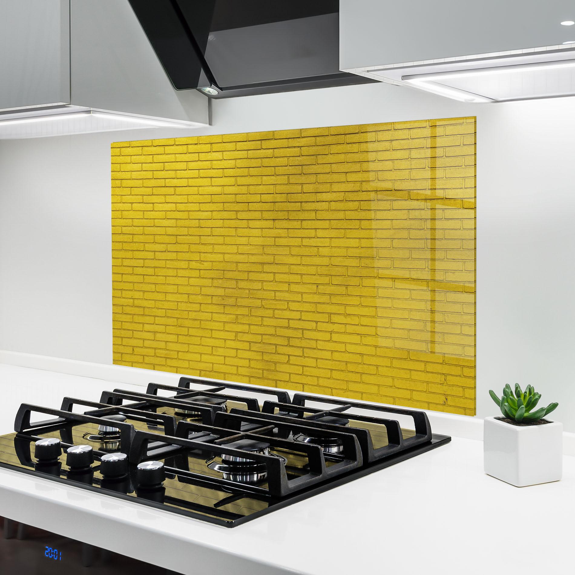 Panou Sticla Bucatarie Yellowish Bricks mockup 6