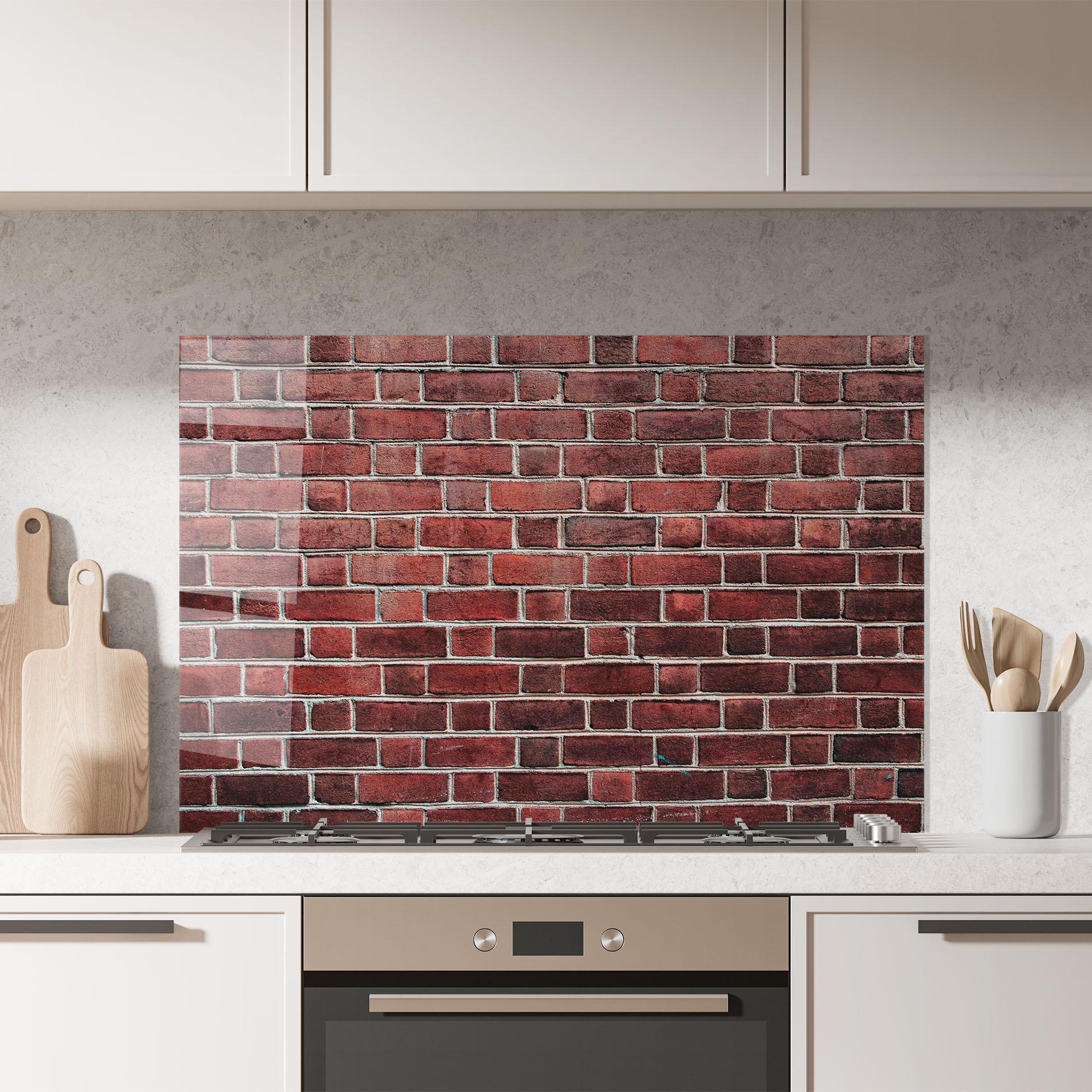 Panou Sticla Bucatarie Burgundy Bricks mockup 7