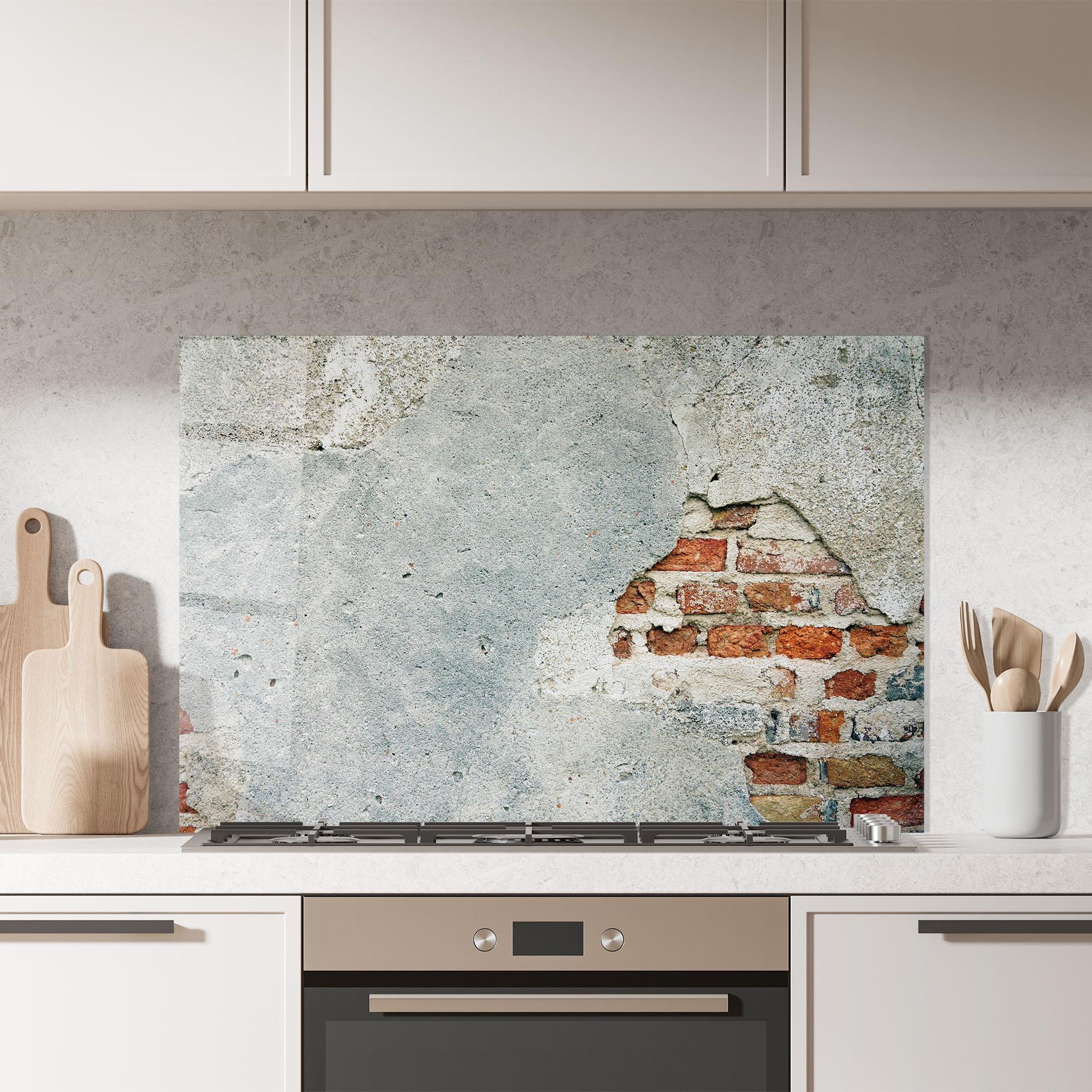 Panou Sticla Bucatarie Vintage Old Bricks mockup 7