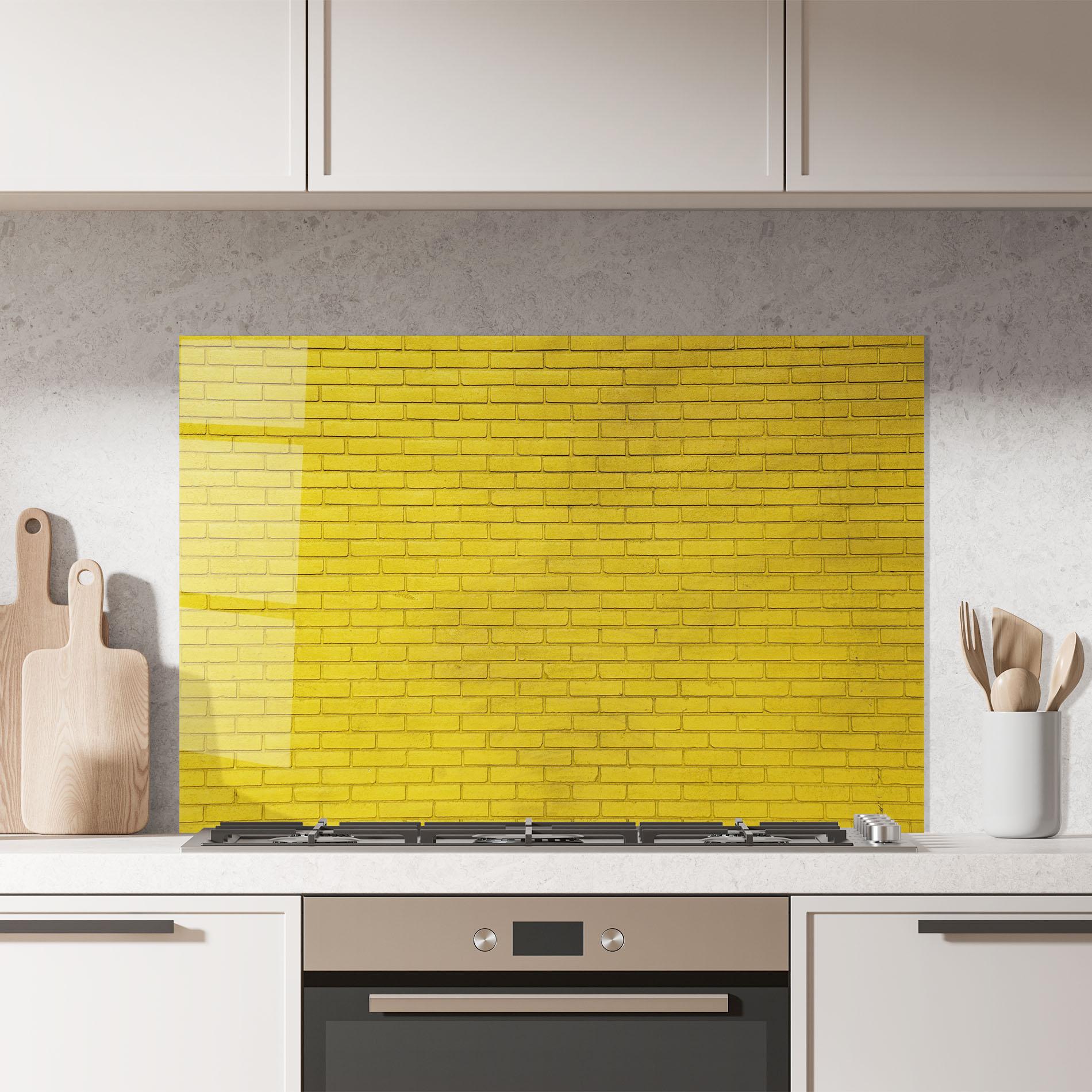 Panou Sticla Bucatarie Yellowish Bricks mockup 7