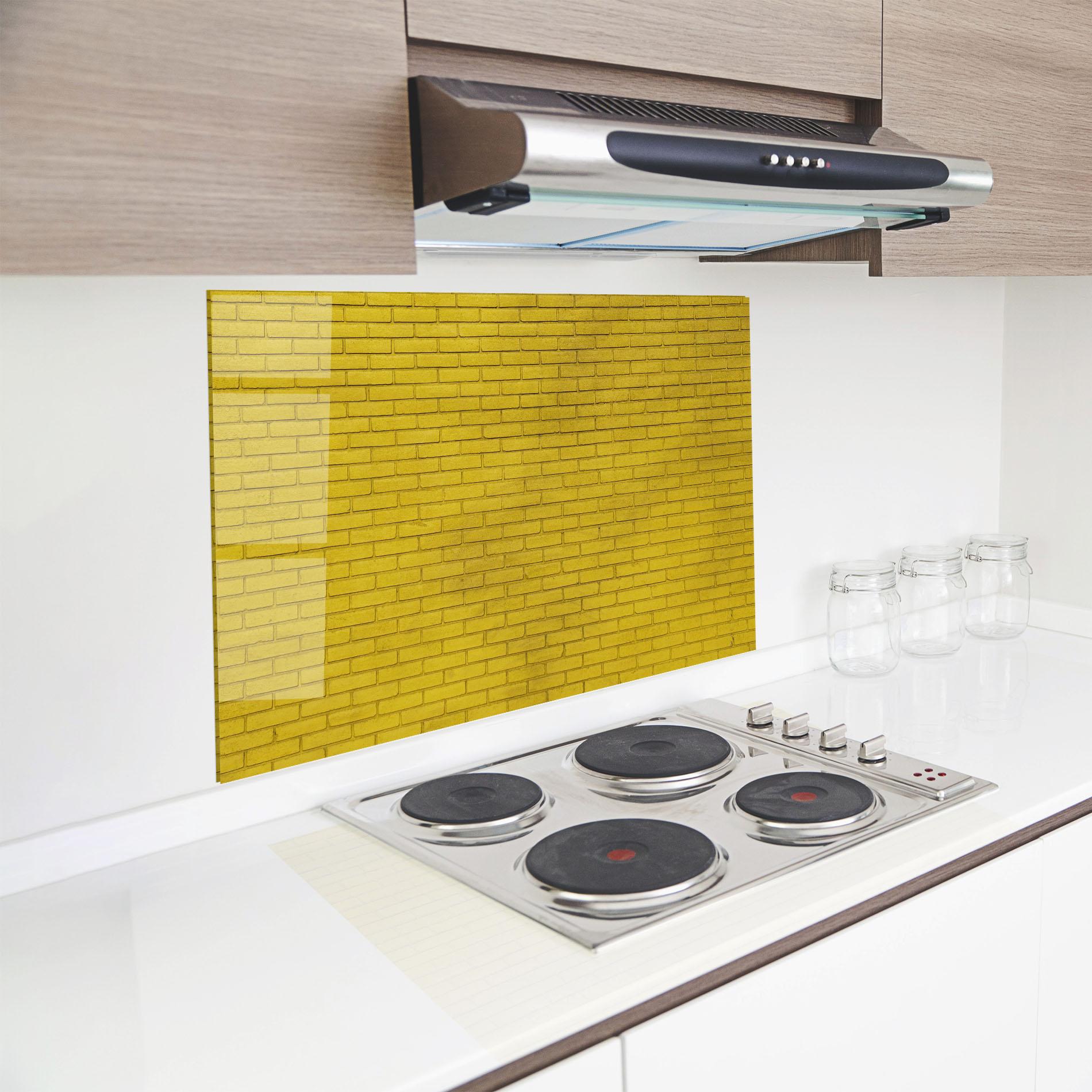 Panou Sticla Bucatarie Yellowish Bricks mockup 8