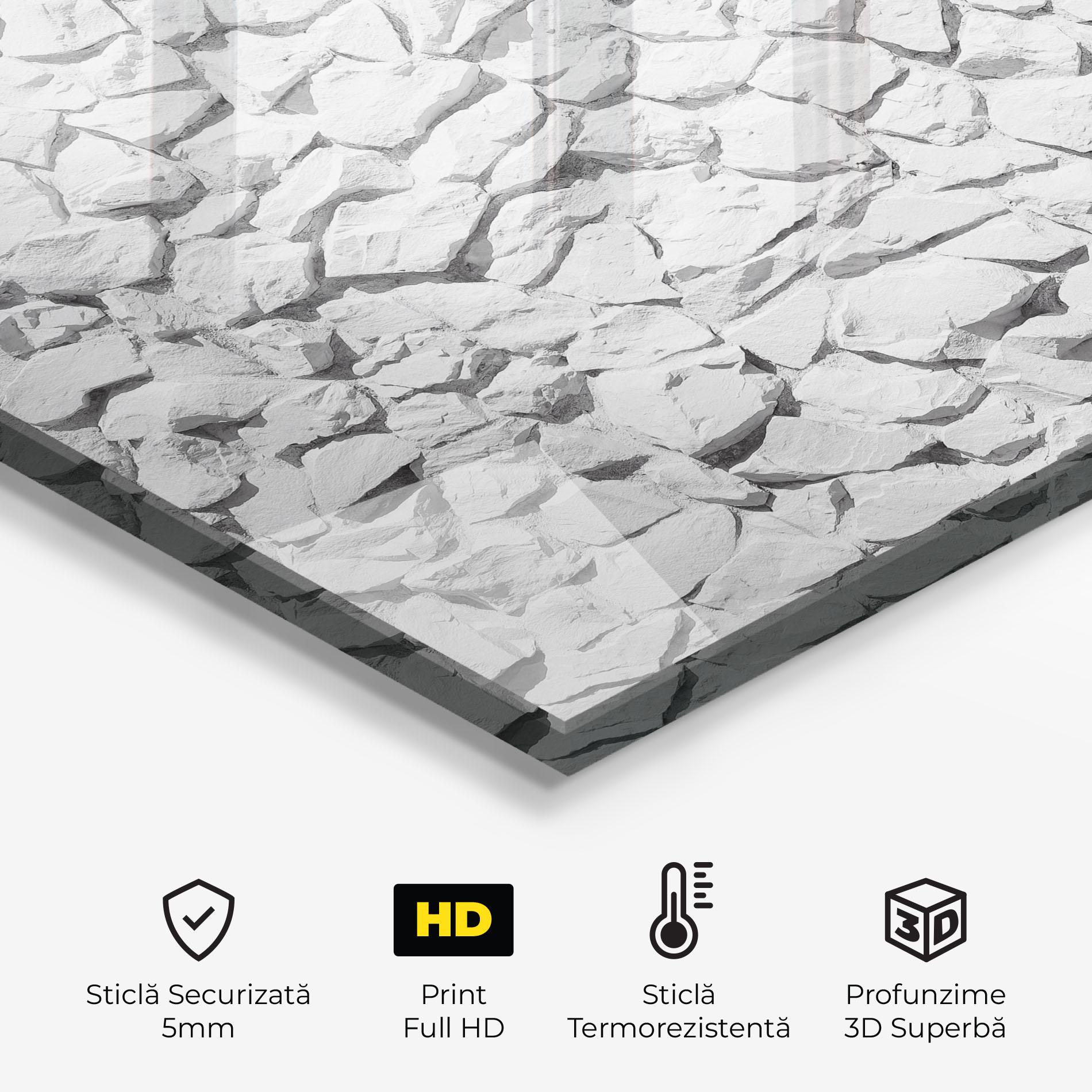 Panou Sticla Bucatarie White Stones mockup 2