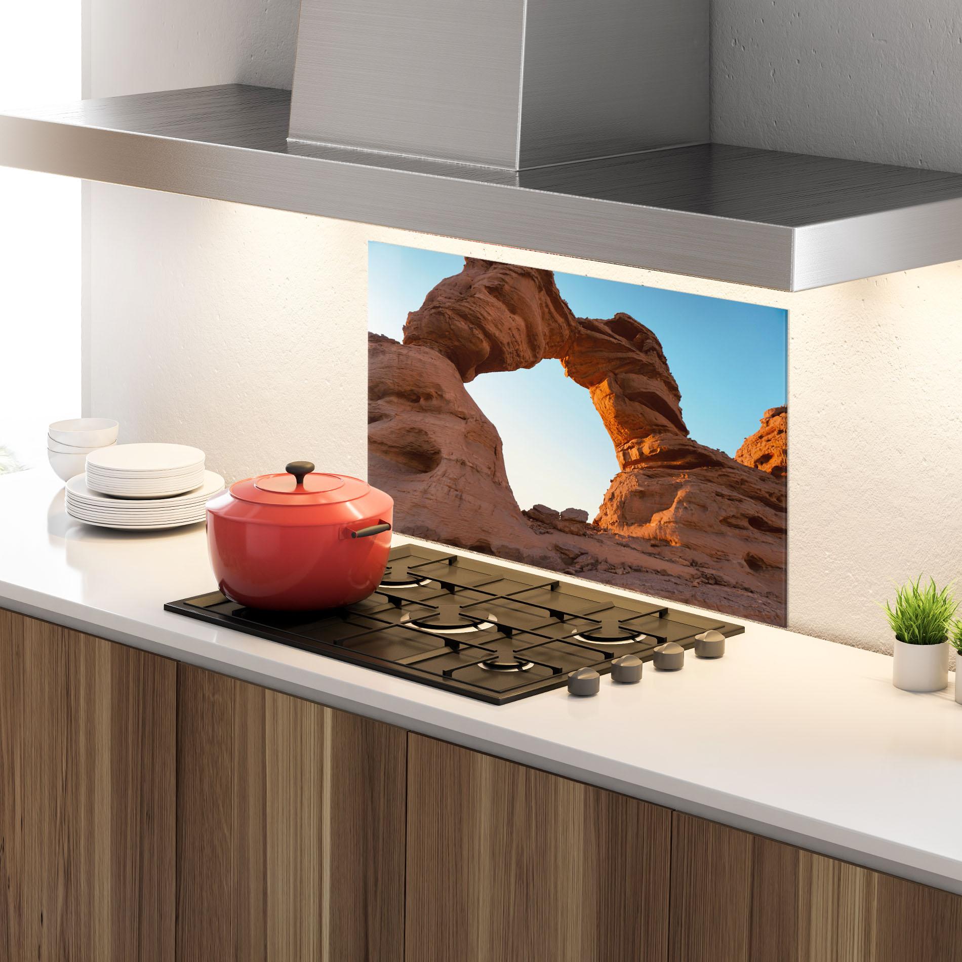 Panou Sticla Bucatarie Arcade In Desert mockup 4