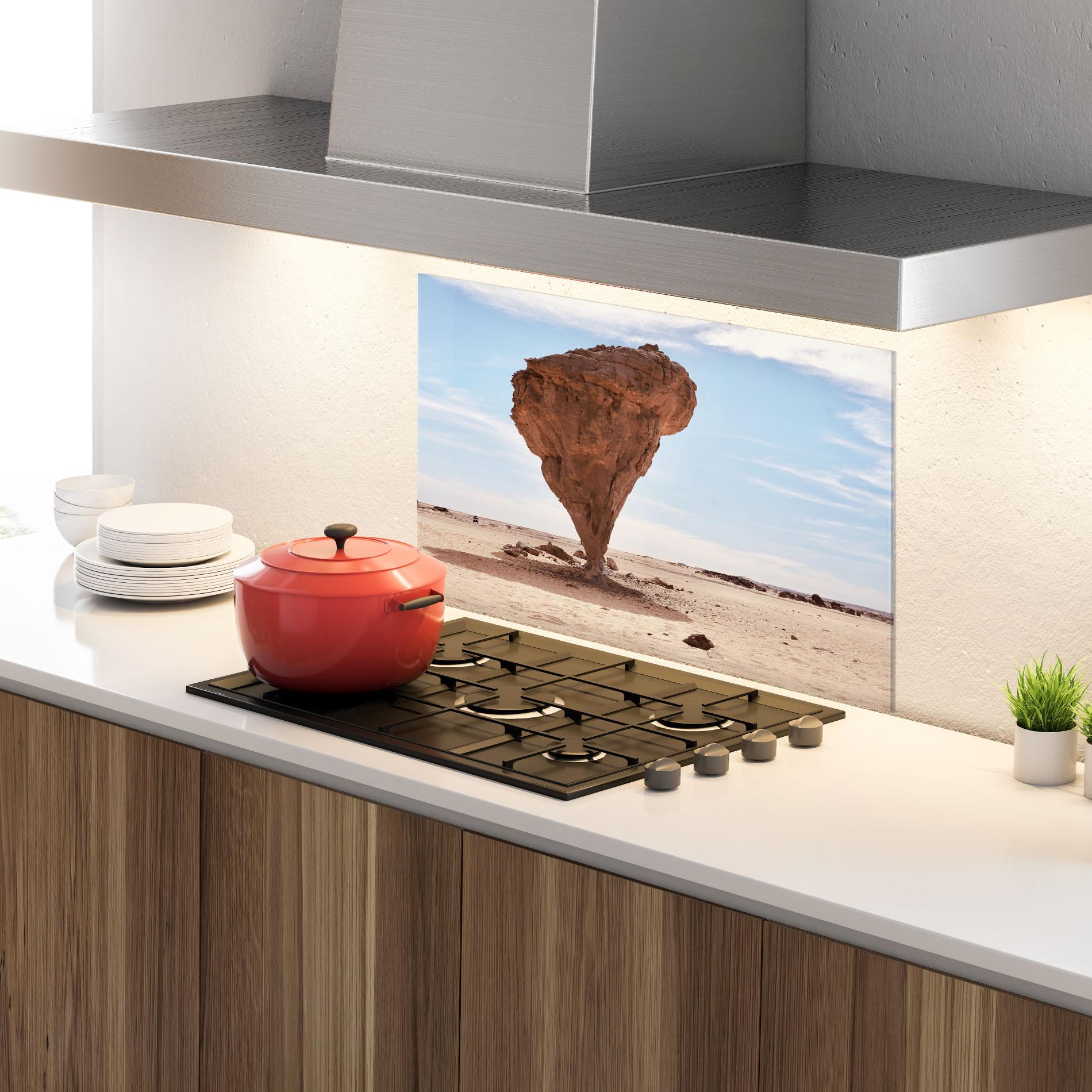 Panou Sticla Bucatarie Stone In Desert mockup 4