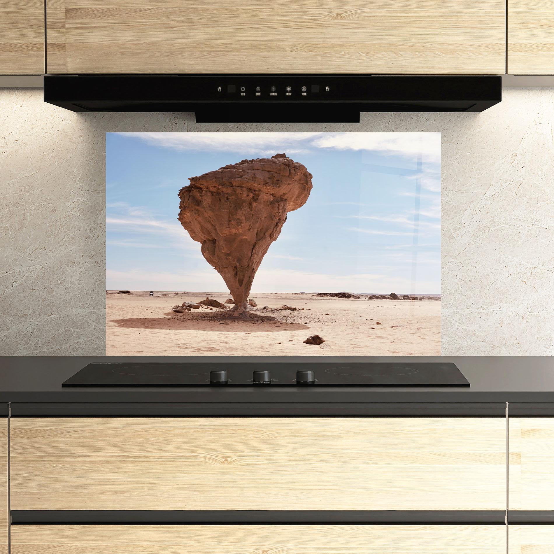 Panou Sticla Bucatarie Stone In Desert mockup 3