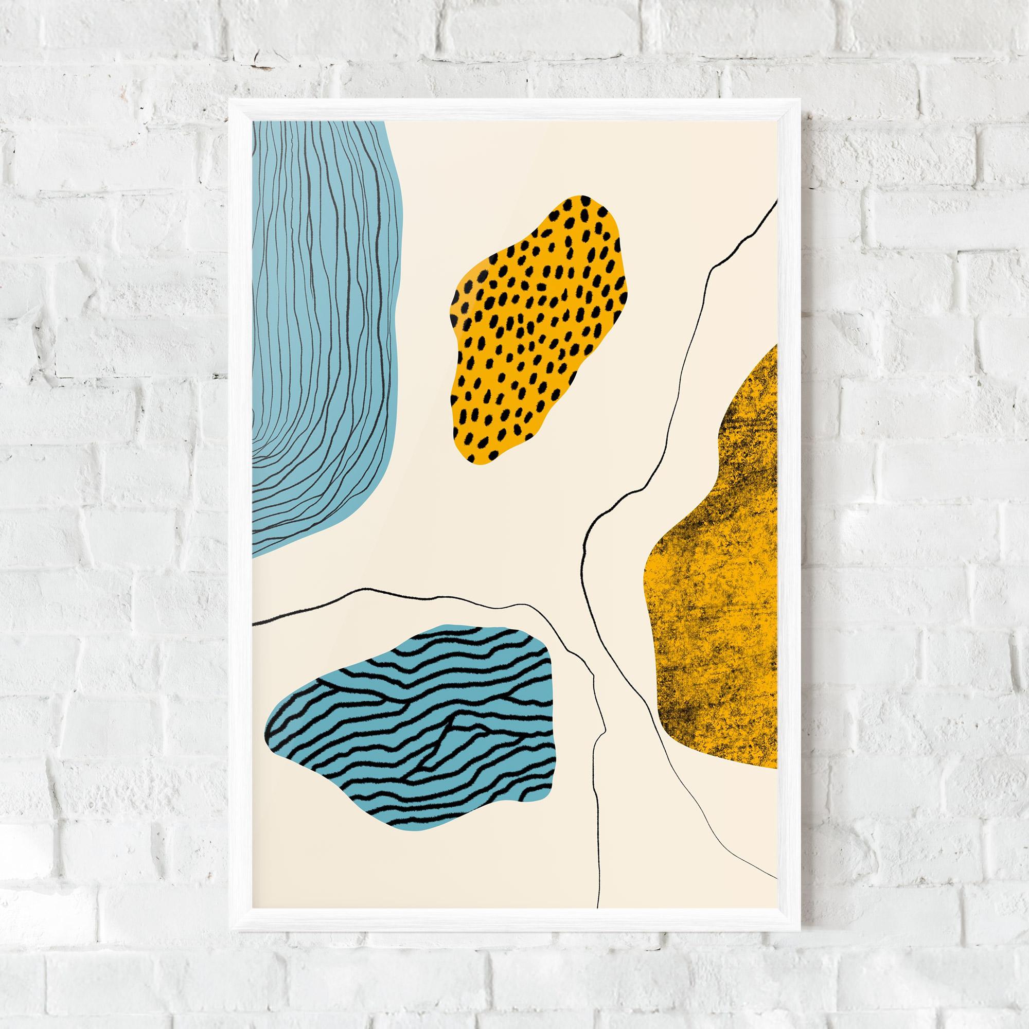 Poster Înrămat Abstract Lines On Blue mockup 0