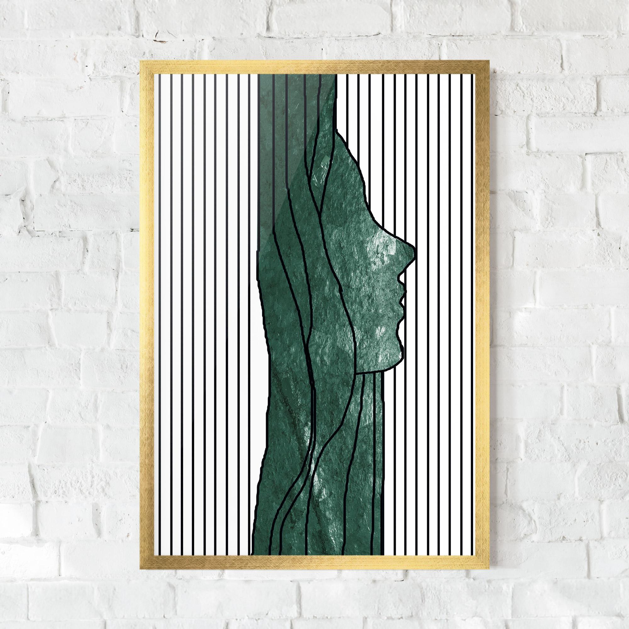 Poster Înrămat Abstract Green Face mockup 0