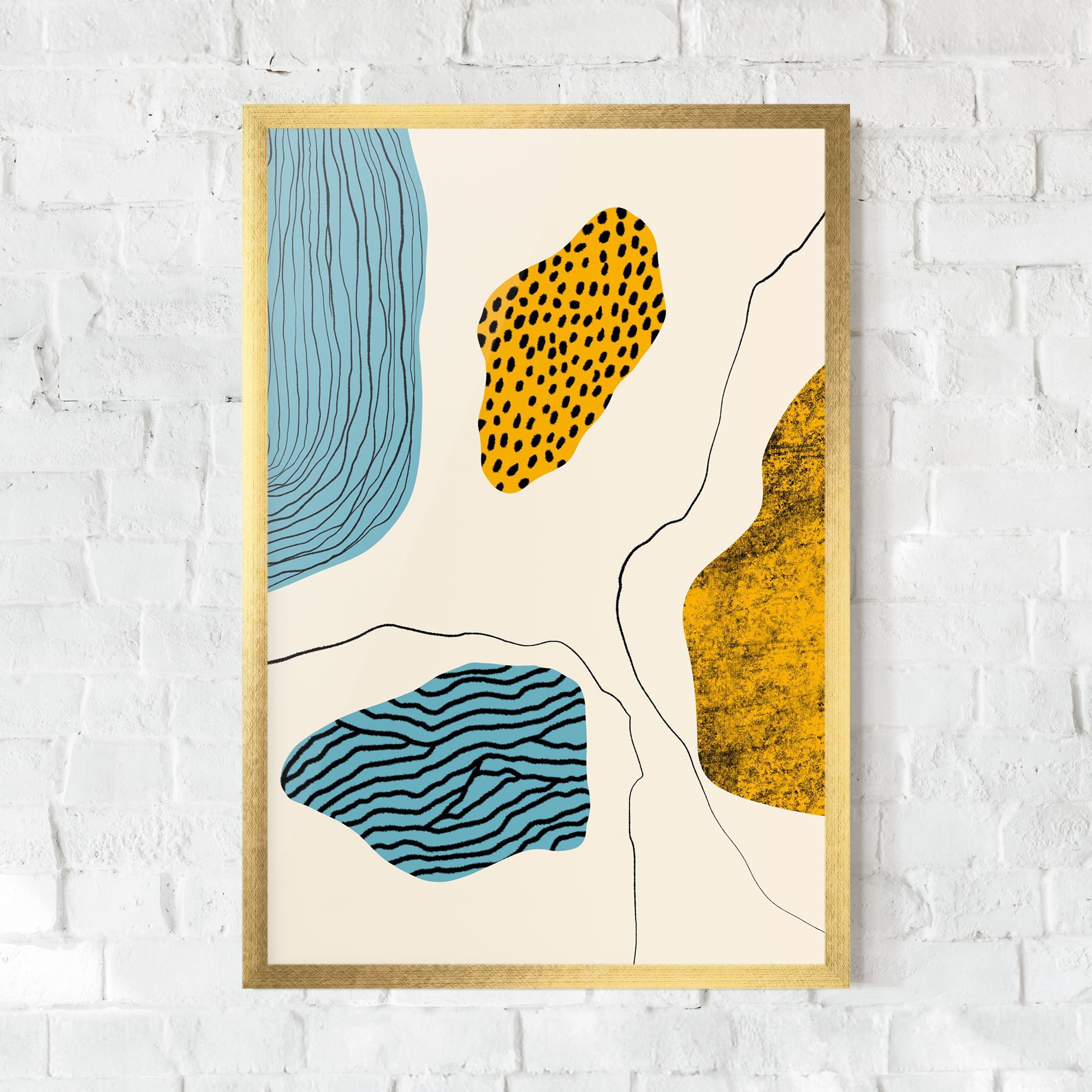 Poster Înrămat Abstract Lines On Blue mockup 0