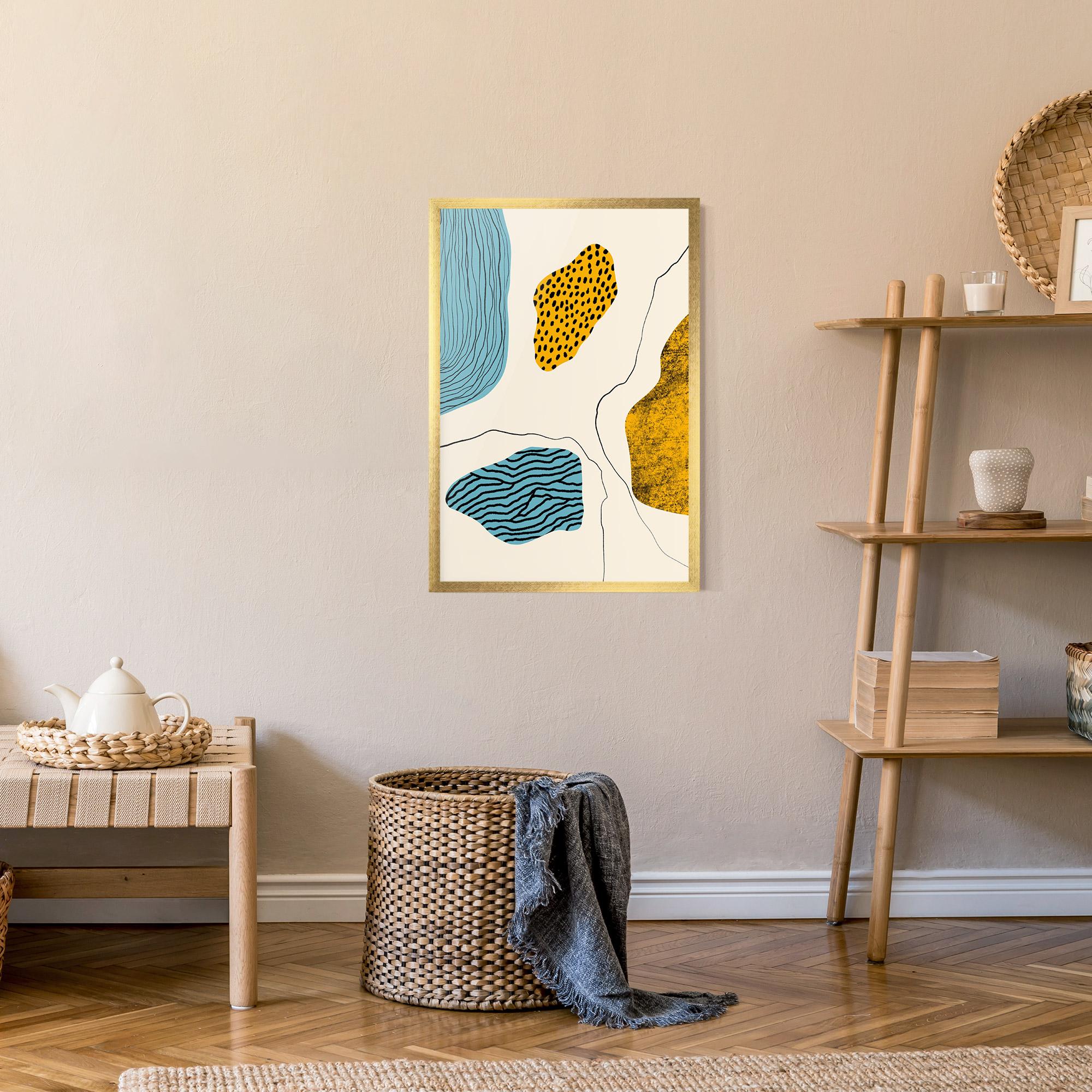 Poster Înrămat Abstract Lines On Blue mockup 9