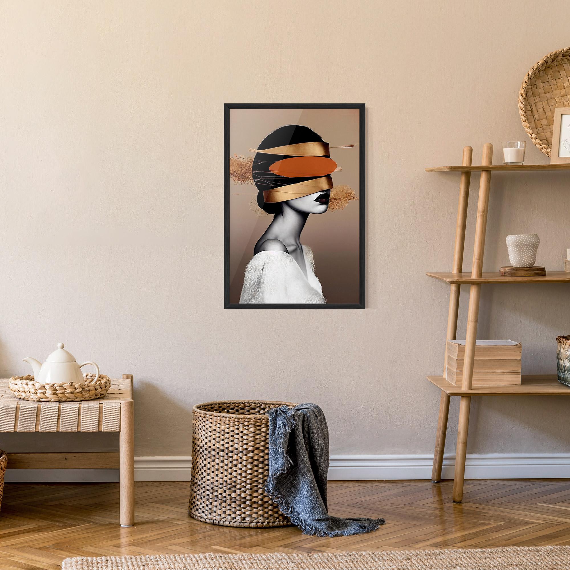 Poster Înrămat Woman With Gold Lines mockup 9