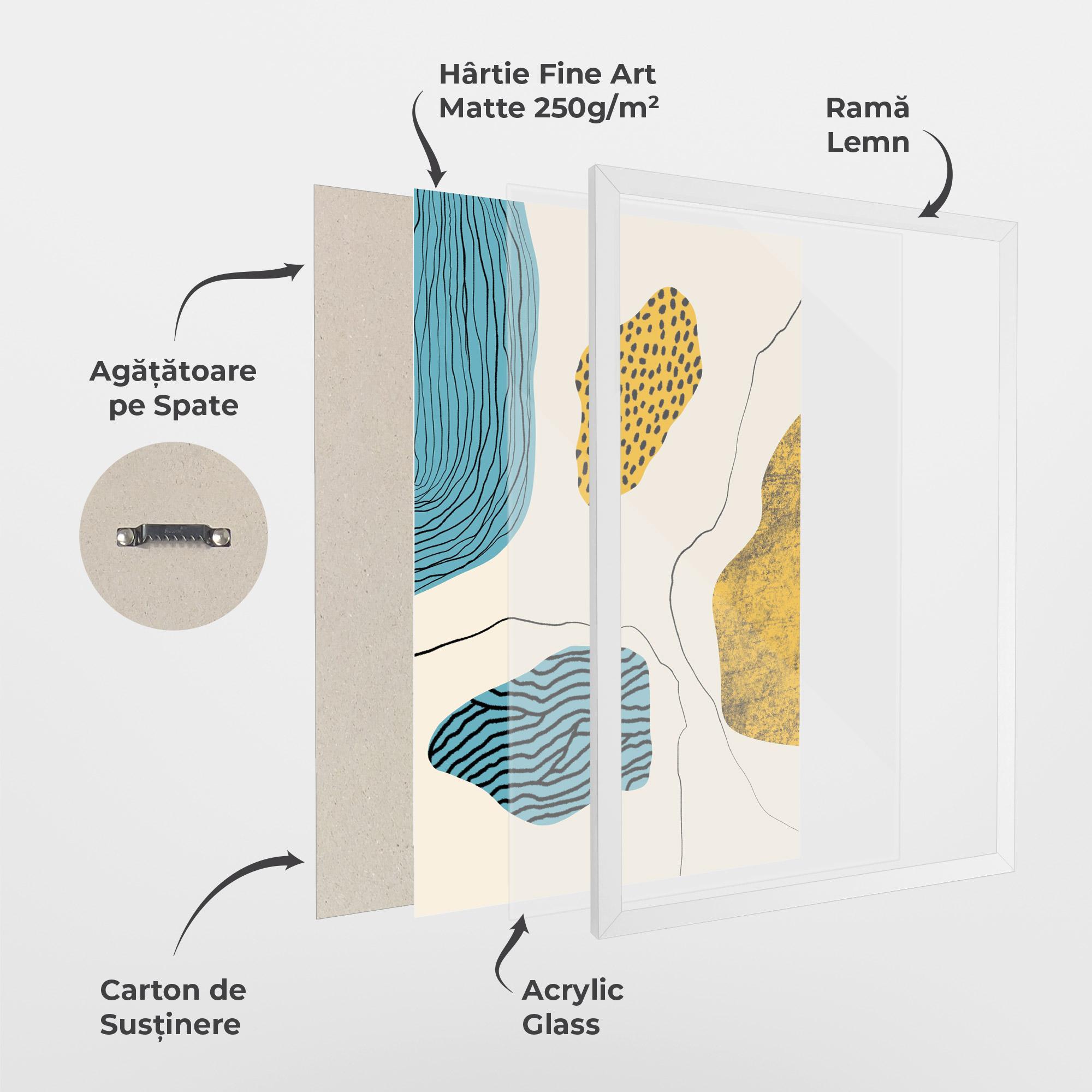 Poster Înrămat Abstract Lines On Blue mockup 1