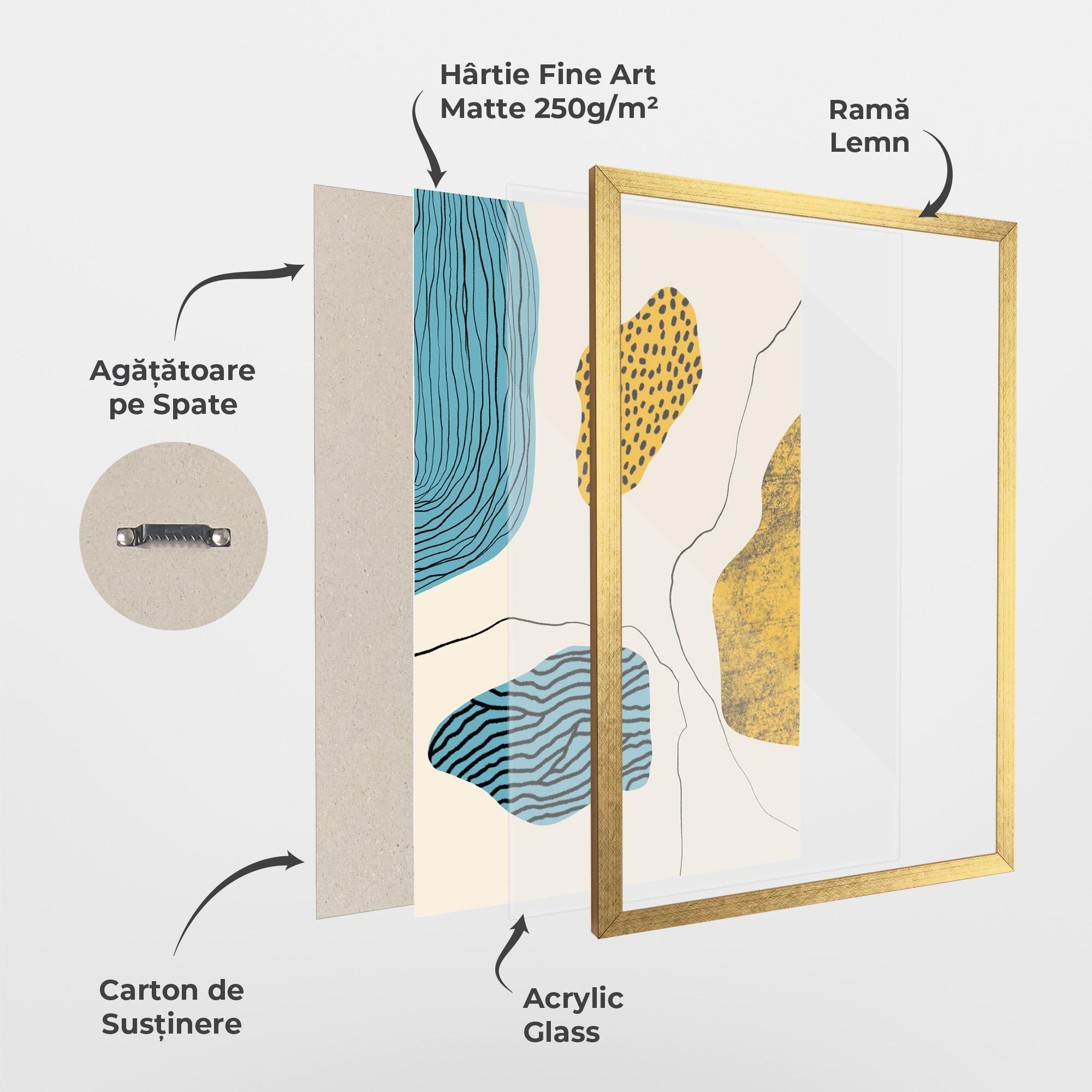 Poster Înrămat Abstract Lines On Blue mockup 1