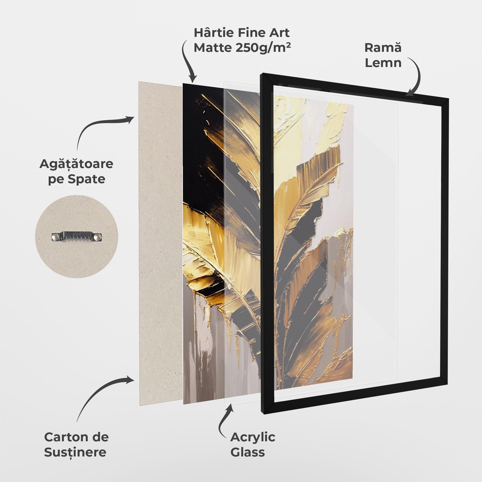 Poster Înrămat Balck With Gold Leafs mockup 1