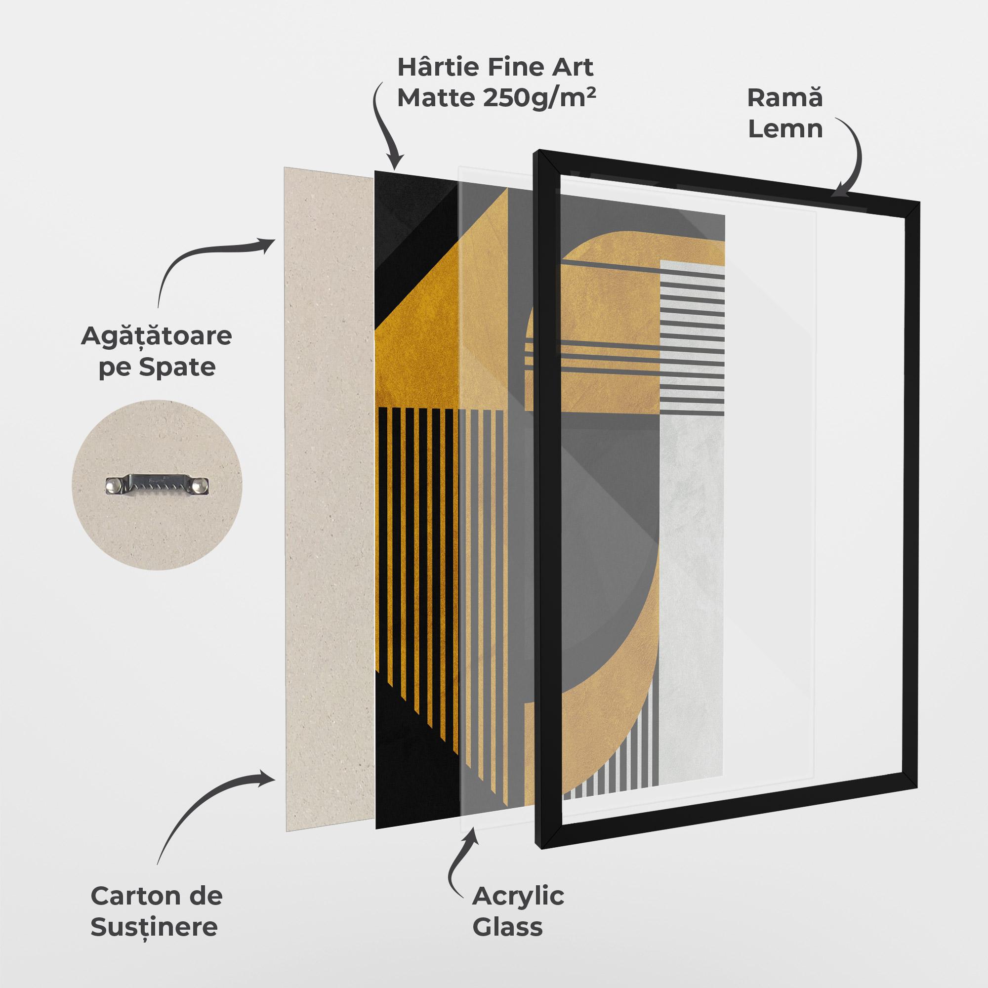 Poster Înrămat Black Lines On Gold mockup 1