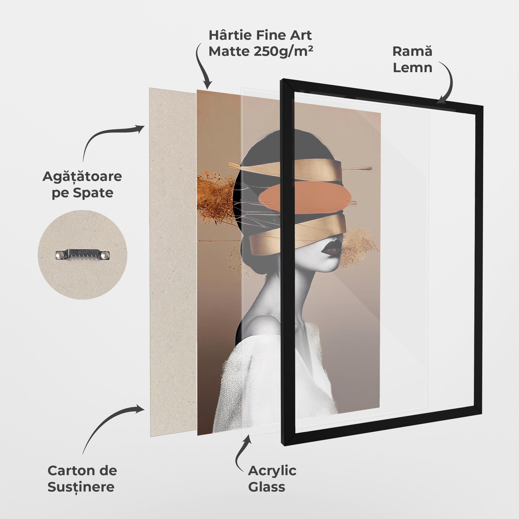 Poster Înrămat Woman With Gold Lines mockup 1