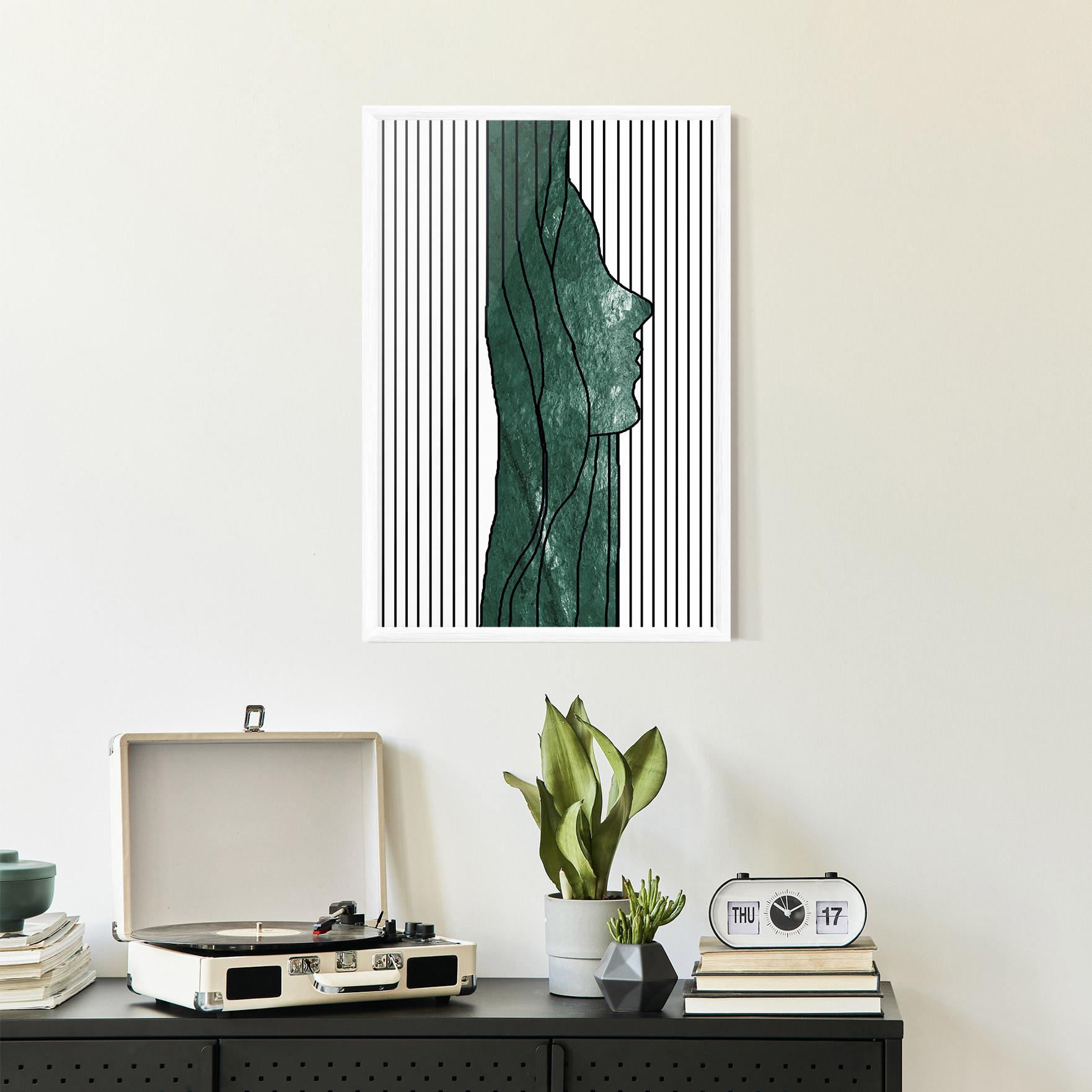 Poster Înrămat Abstract Green Face mockup 2