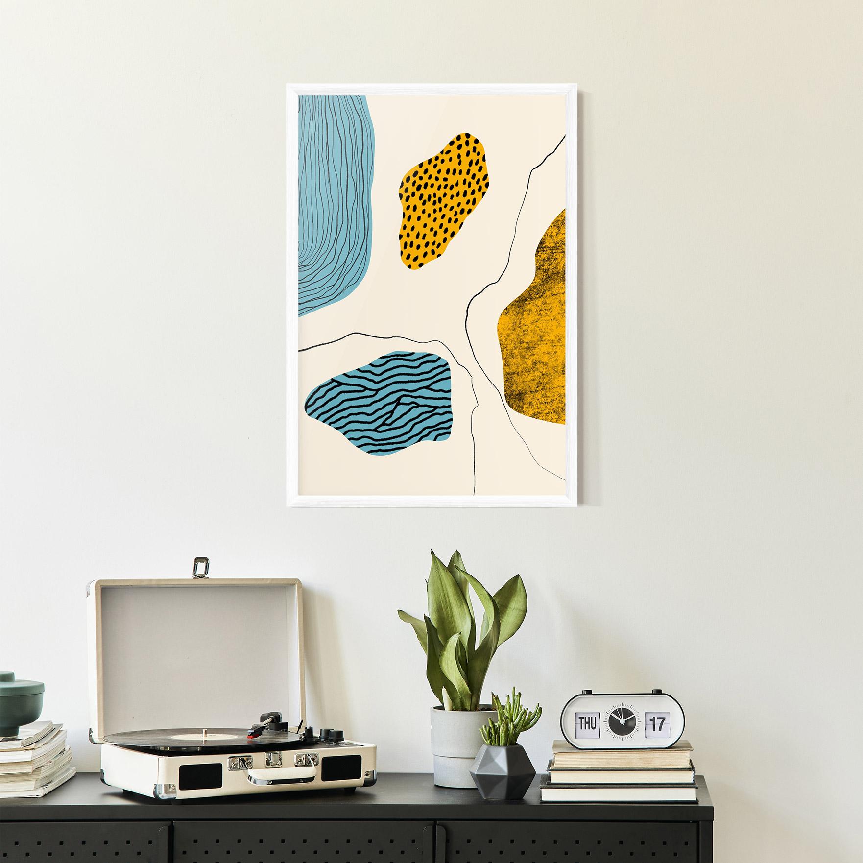 Poster Înrămat Abstract Lines On Blue mockup 2