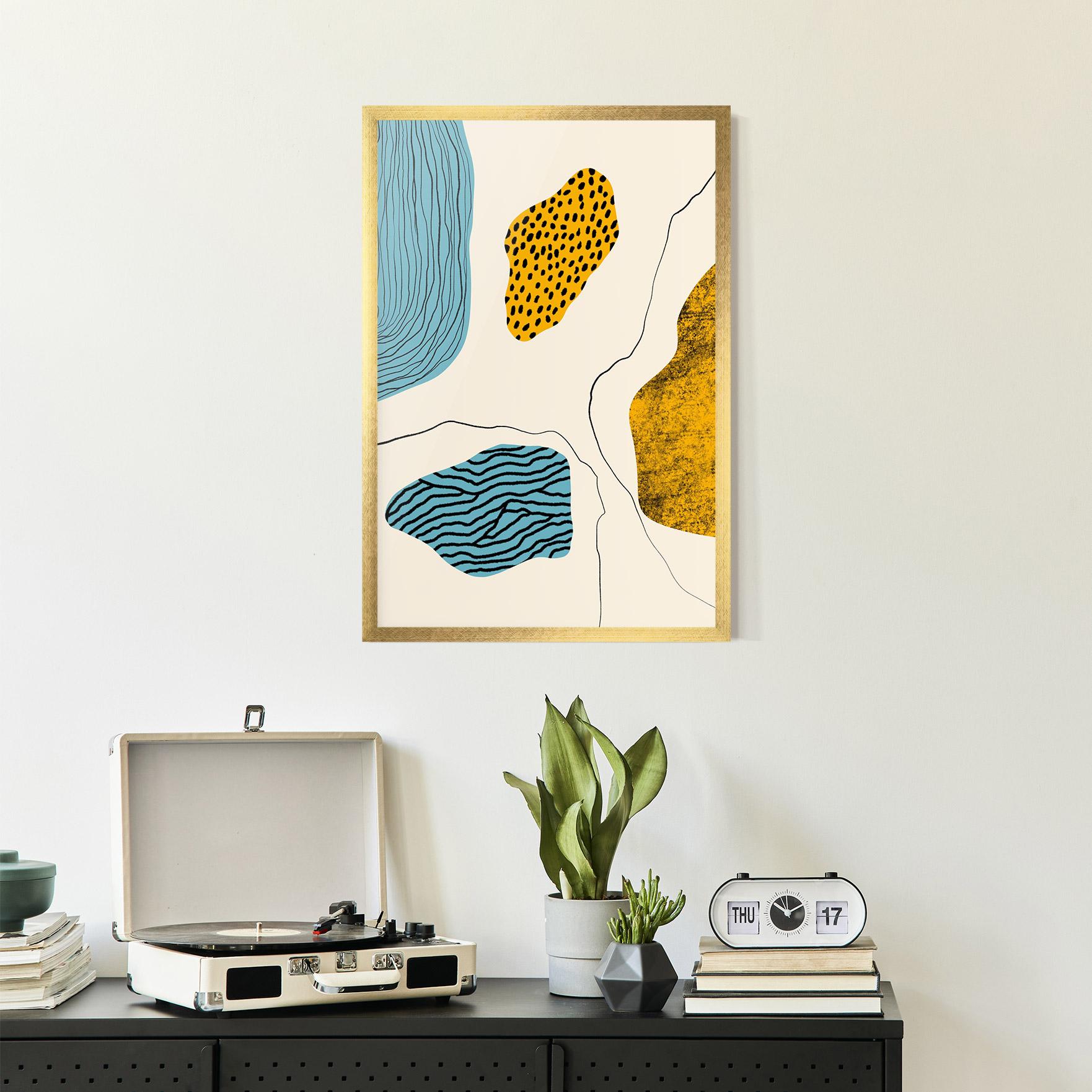 Poster Înrămat Abstract Lines On Blue mockup 2