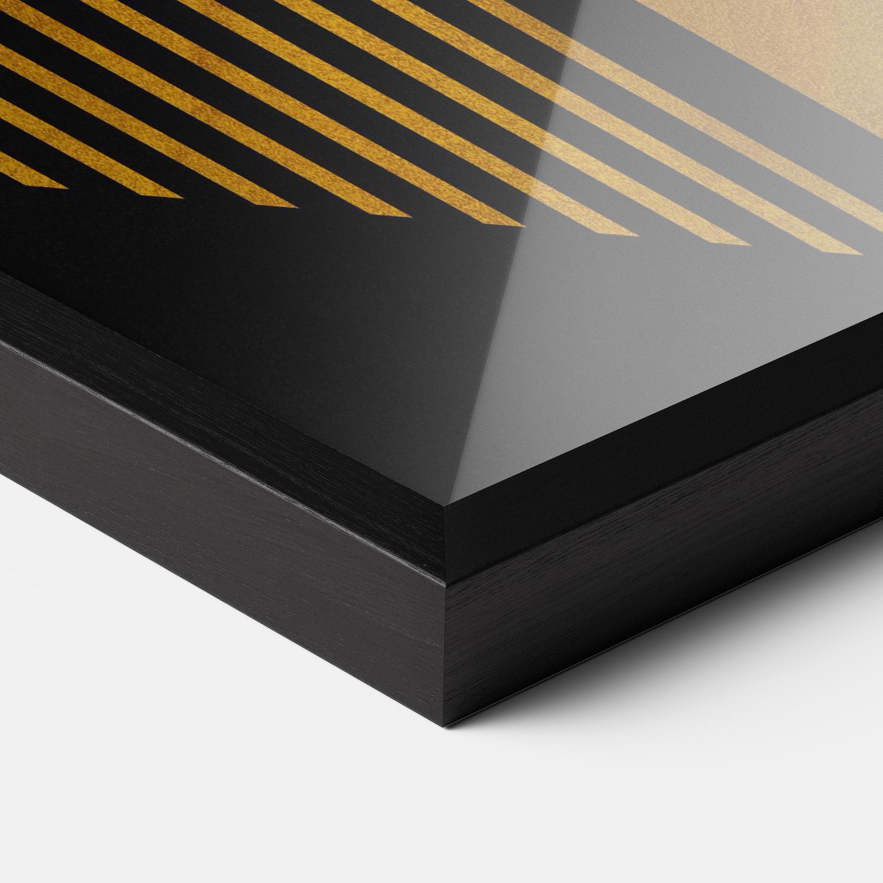 Poster Înrămat Black Lines On Gold mockup 3