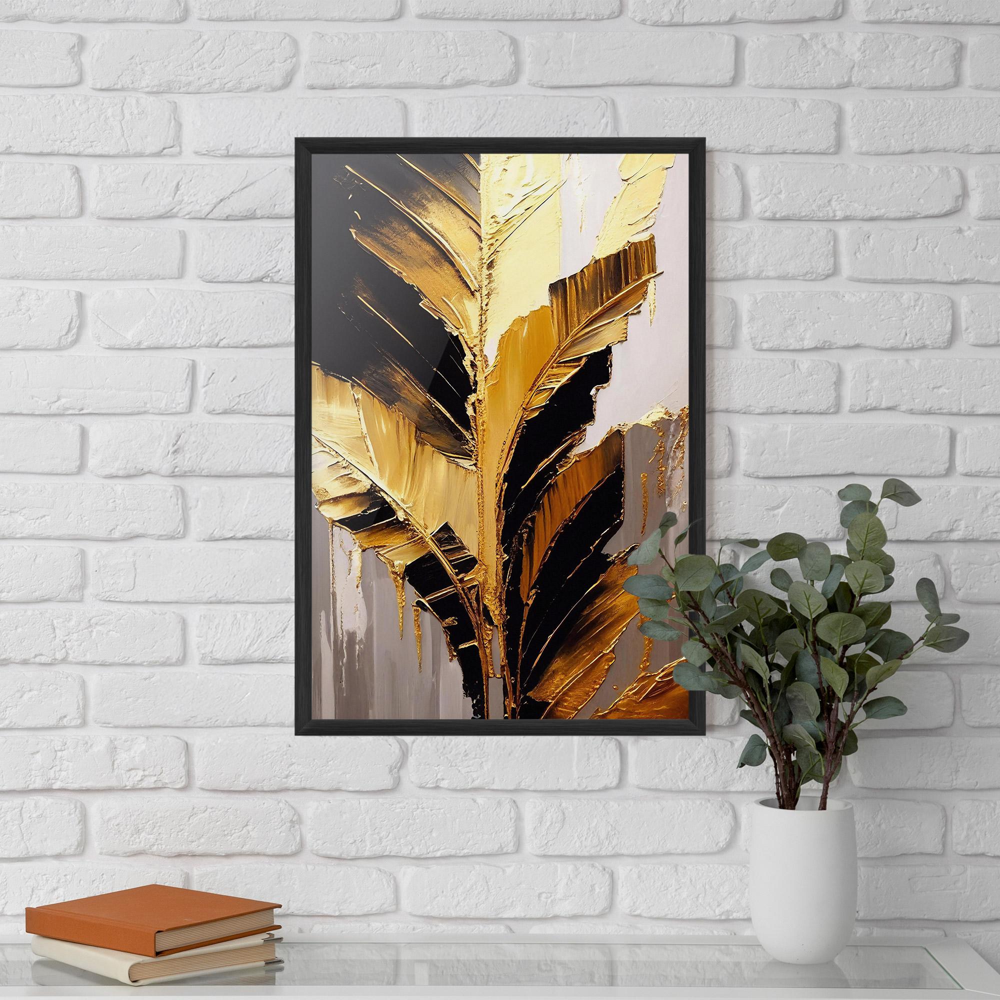 Poster Înrămat Balck With Gold Leafs mockup 5